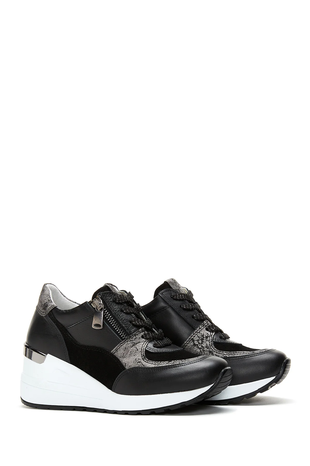Kadın Deri Yüksek Taban Sneaker - Image 3