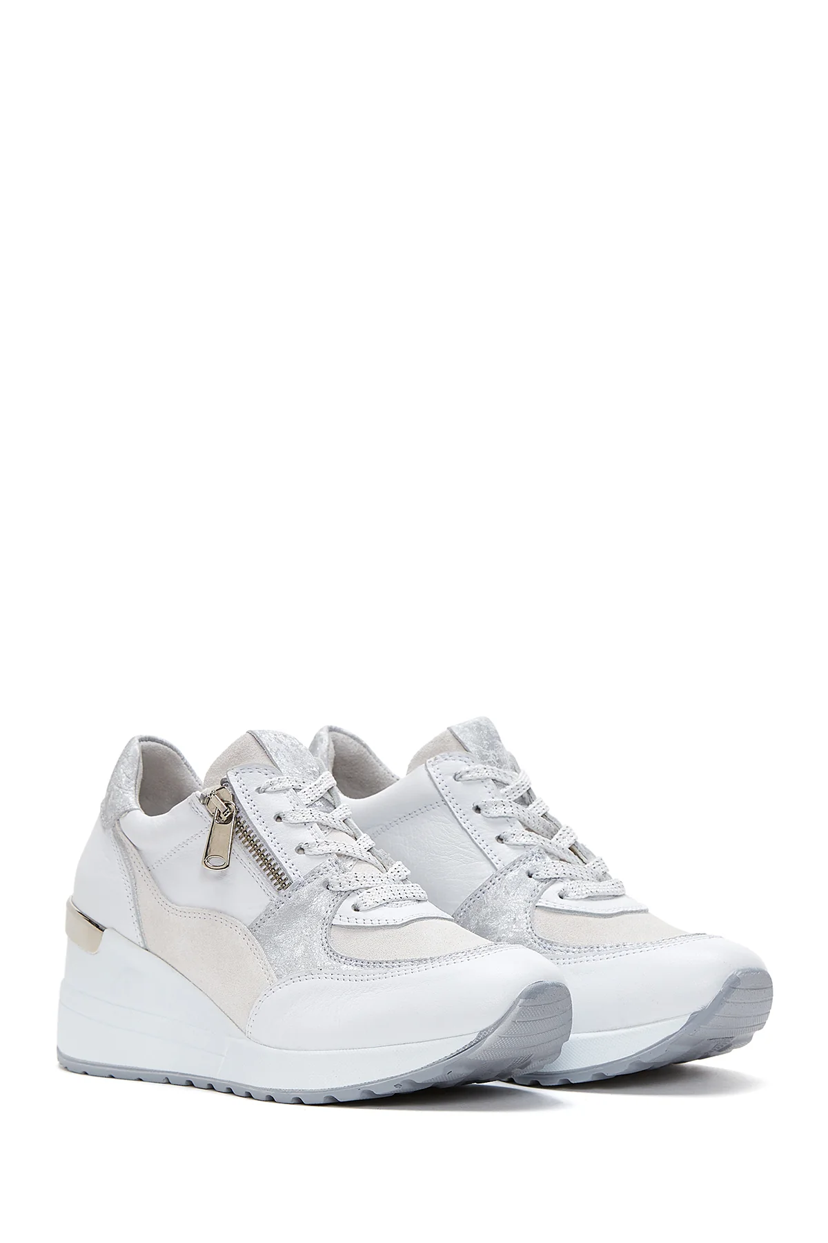 Kadın Deri Yüksek Taban Sneaker - Image 3