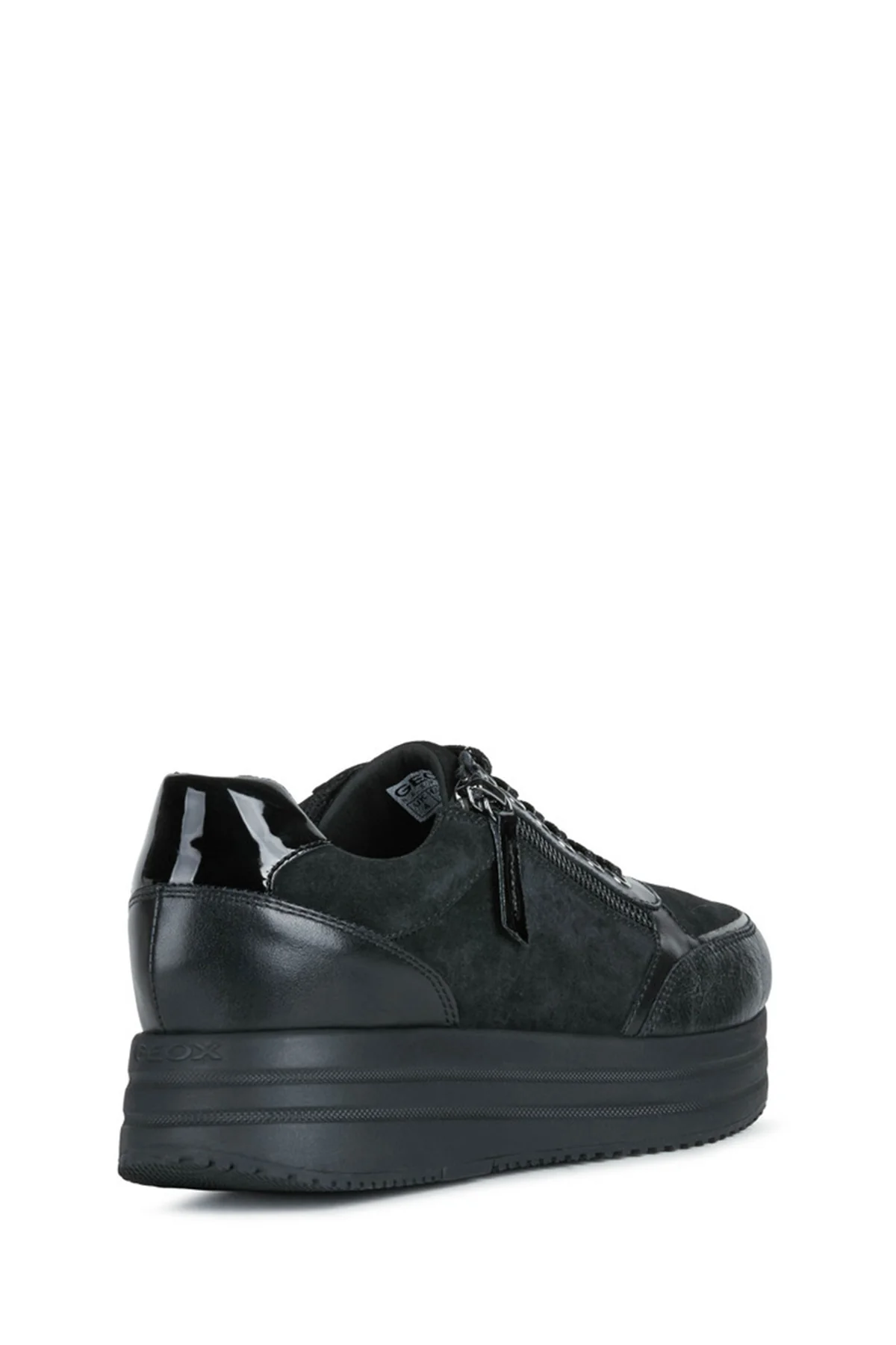 Geox Kadın Siyah Kency Bağcıklı Kalın Tabanlı Deri Sneaker - Image 4