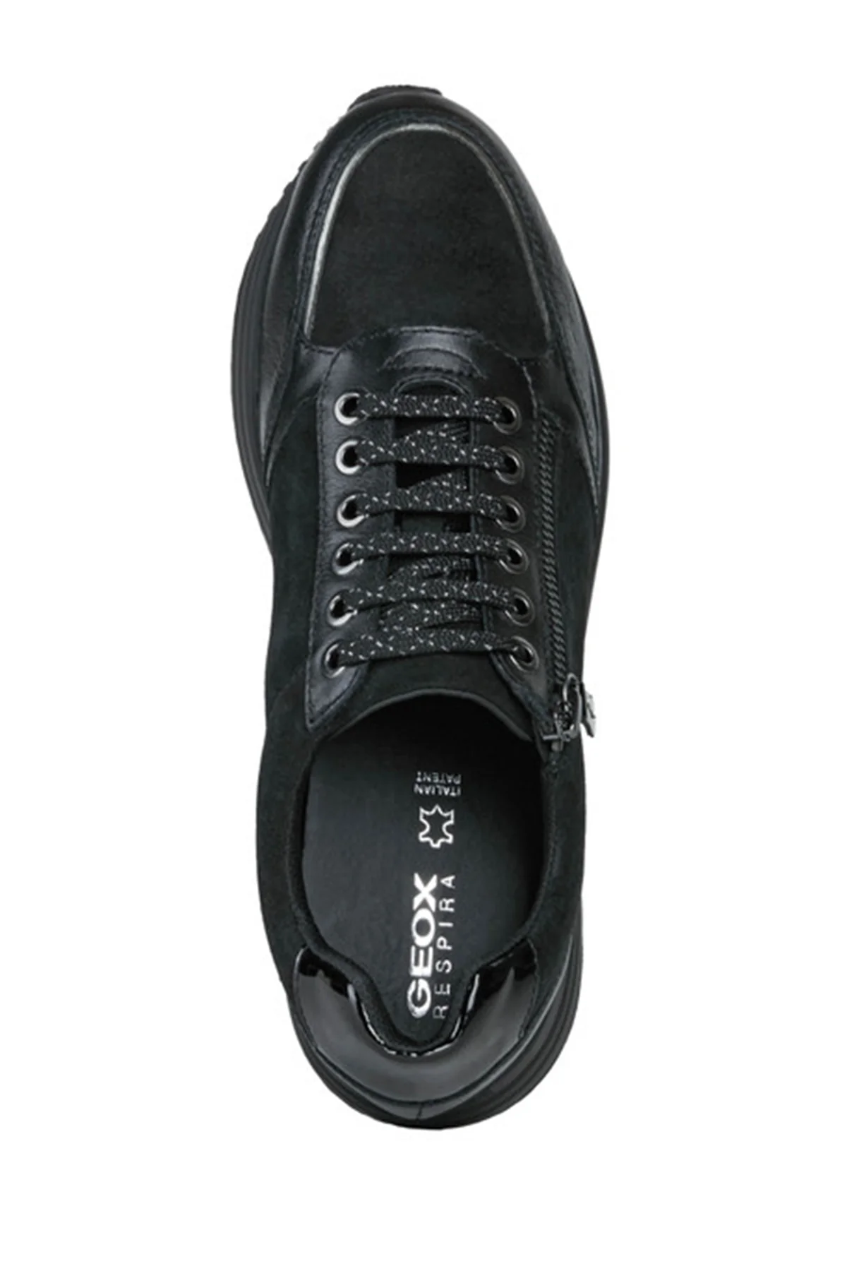 Geox Kadın Siyah Kency Bağcıklı Kalın Tabanlı Deri Sneaker - Image 5