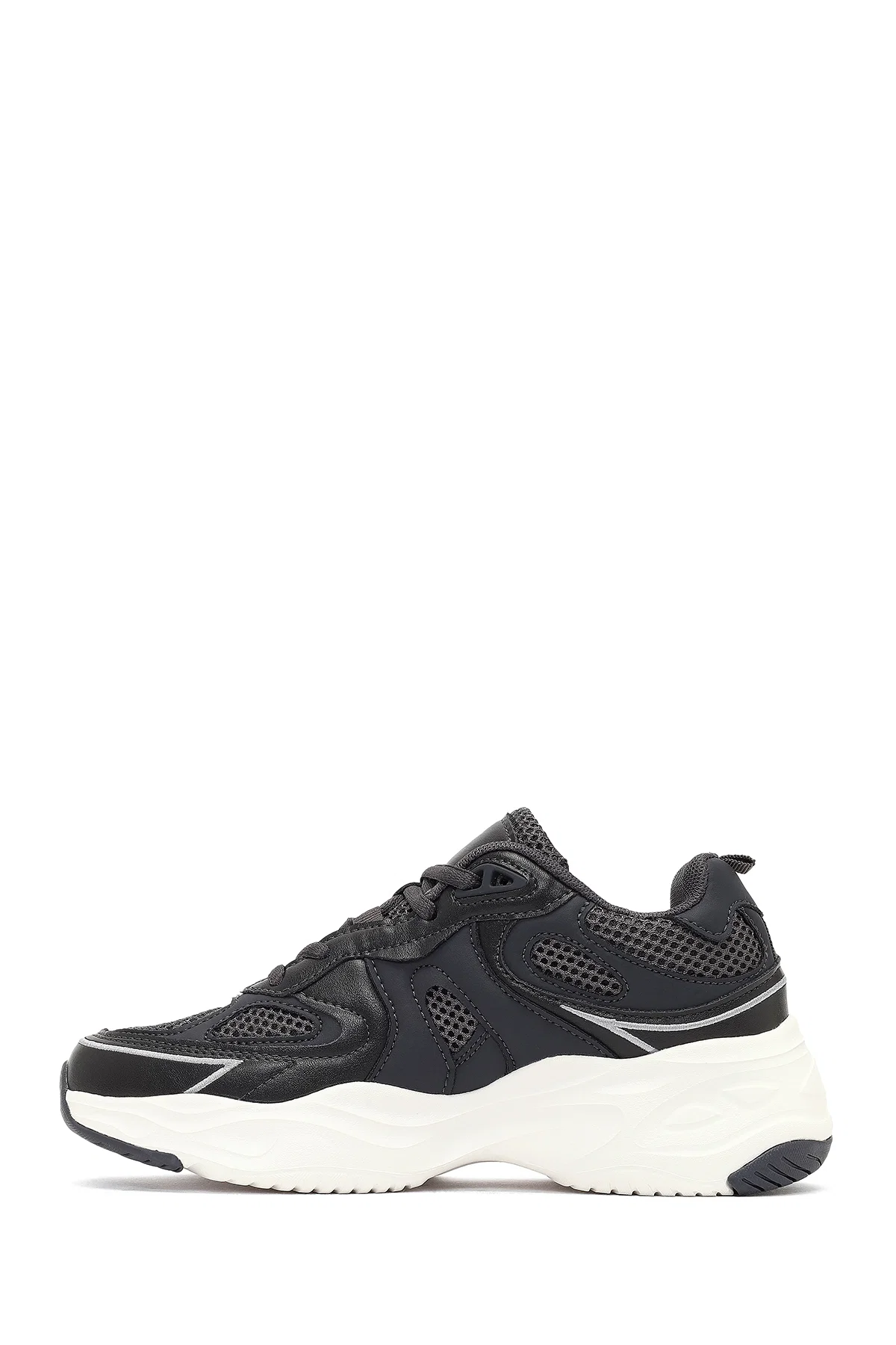 Kadın Gri Bağcıklı Kalın Tabanlı Sneaker - Image 2