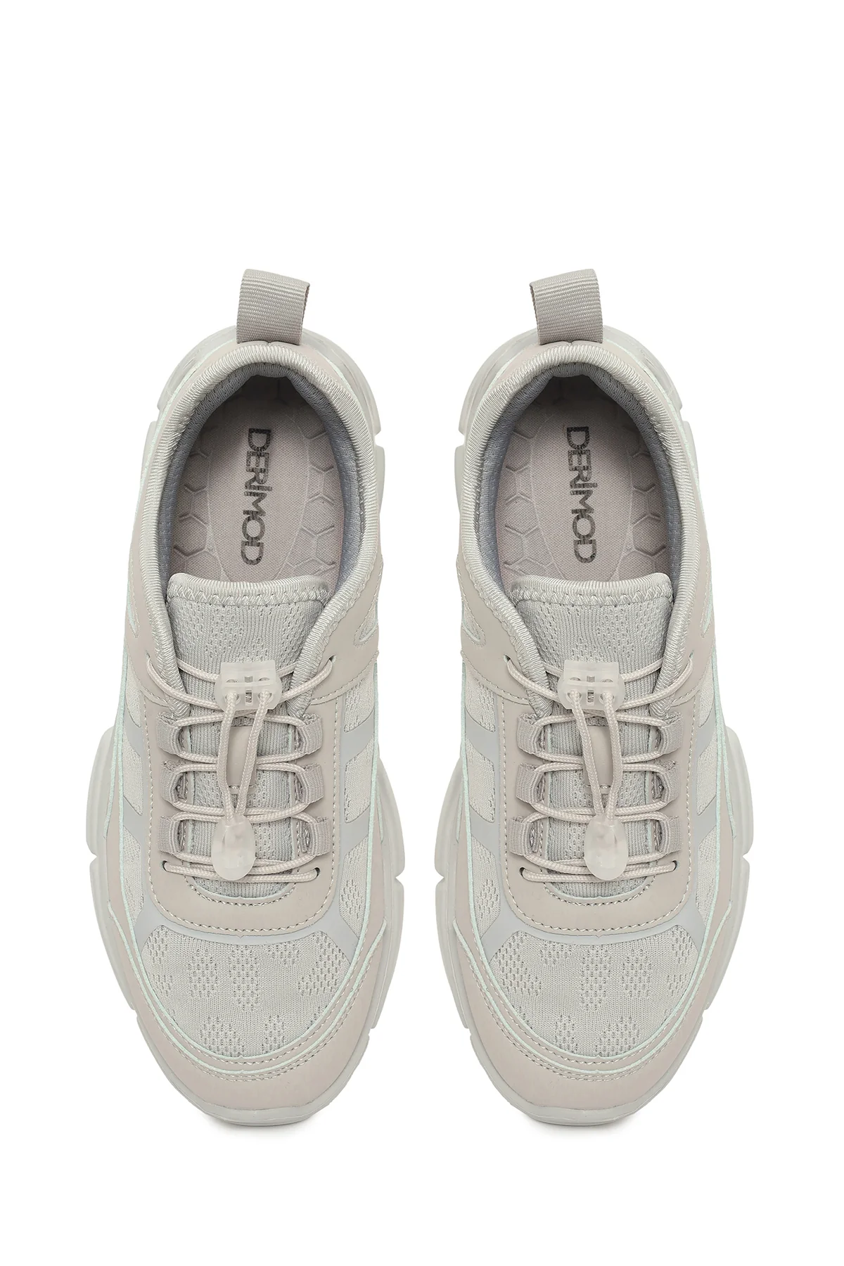 Kadın Gri Bağcıklı Kalın Tabanlı Sneaker - Image 4