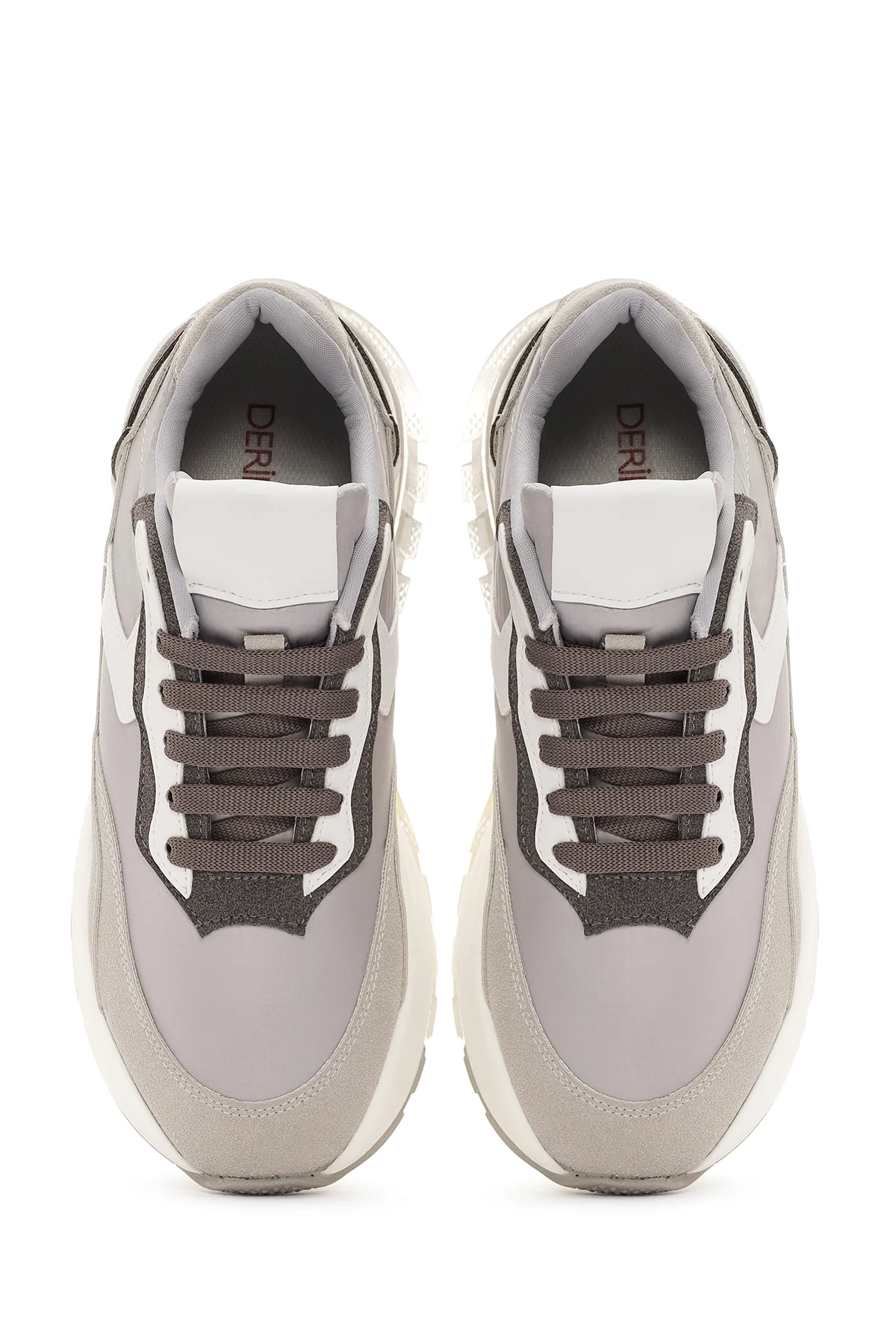 Kadın Gri Bağcıklı Kalın Tabanlı Spor Sneaker - Image 7