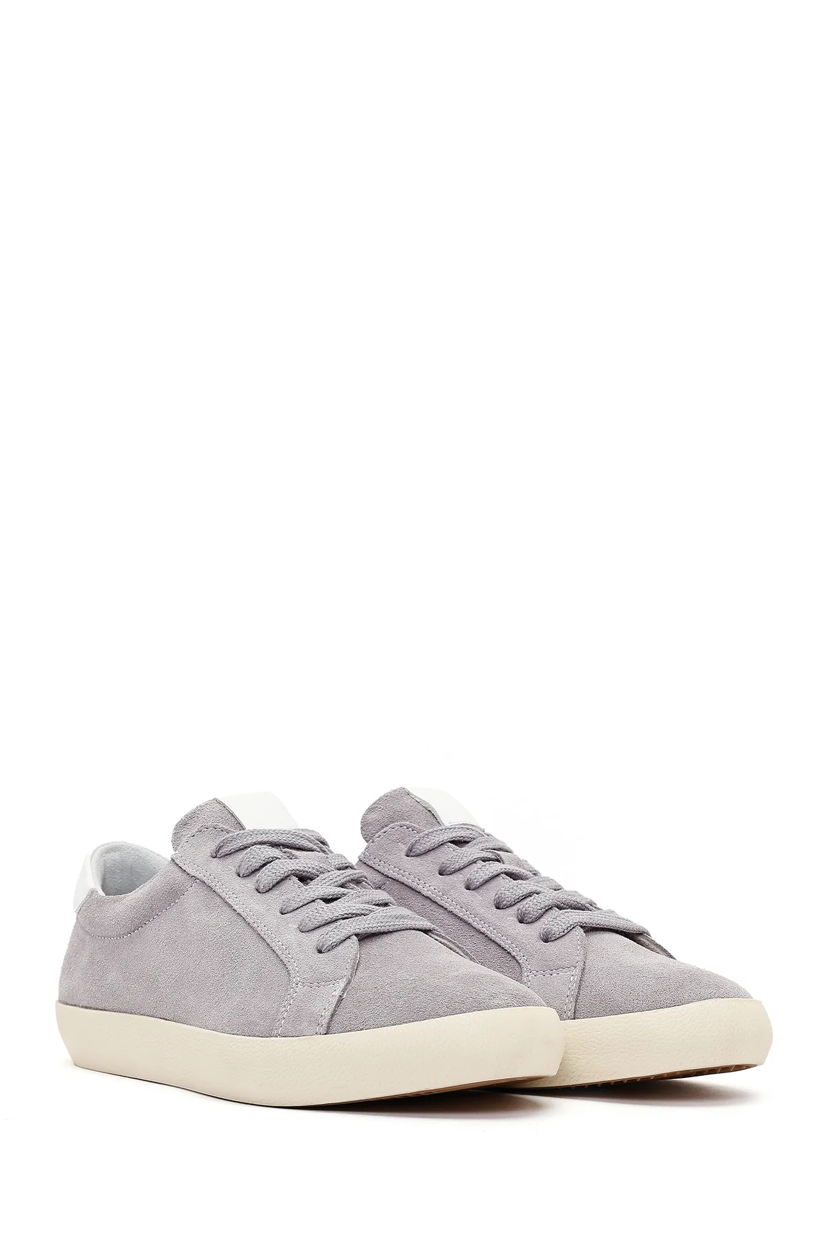 Kadın Gri Bağcıklı Süet Deri Sneaker - Image 2