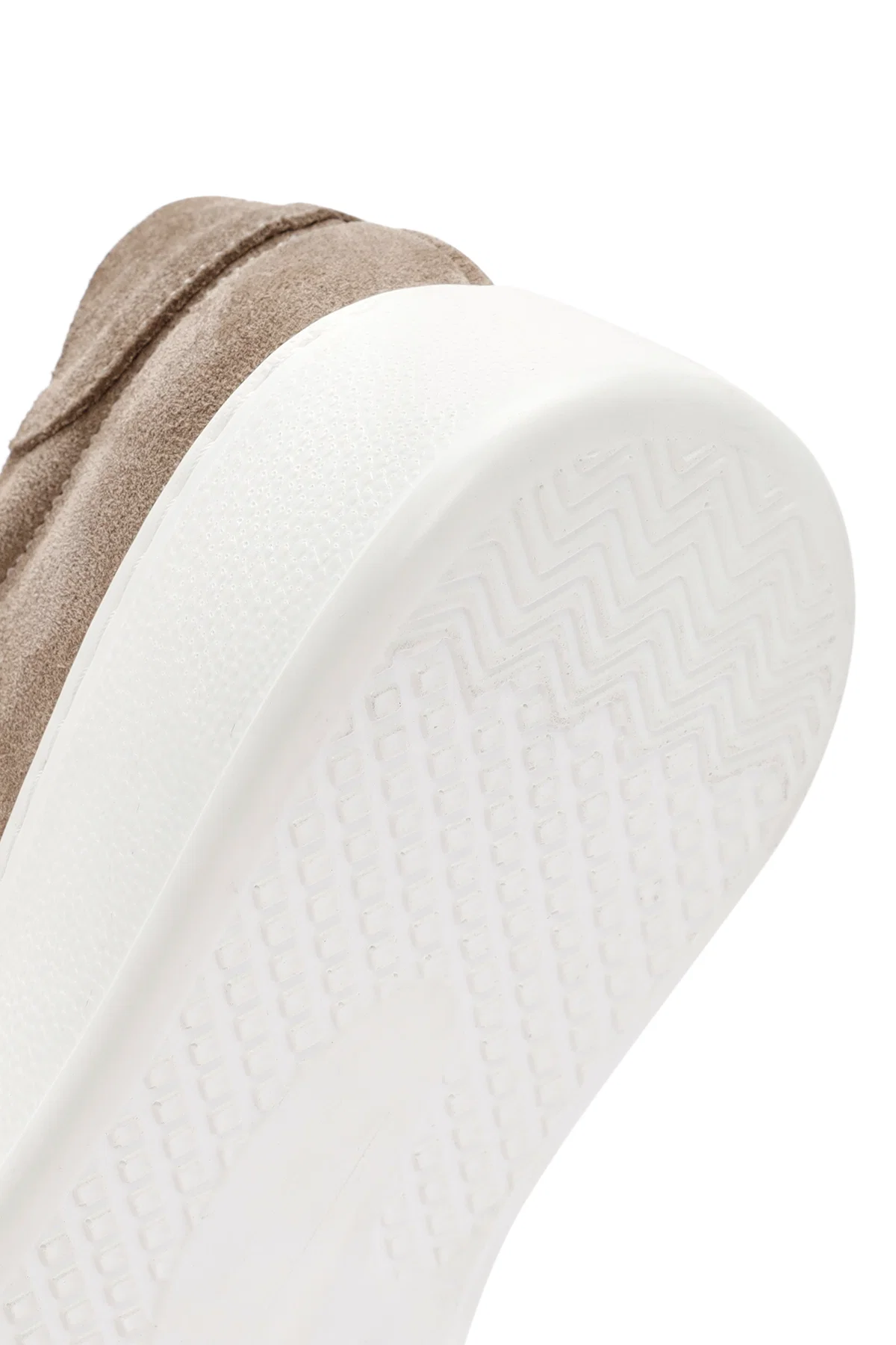 Kadın Gri Bağcıklı Taş Detaylı Süet Deri Sneaker - Image 8