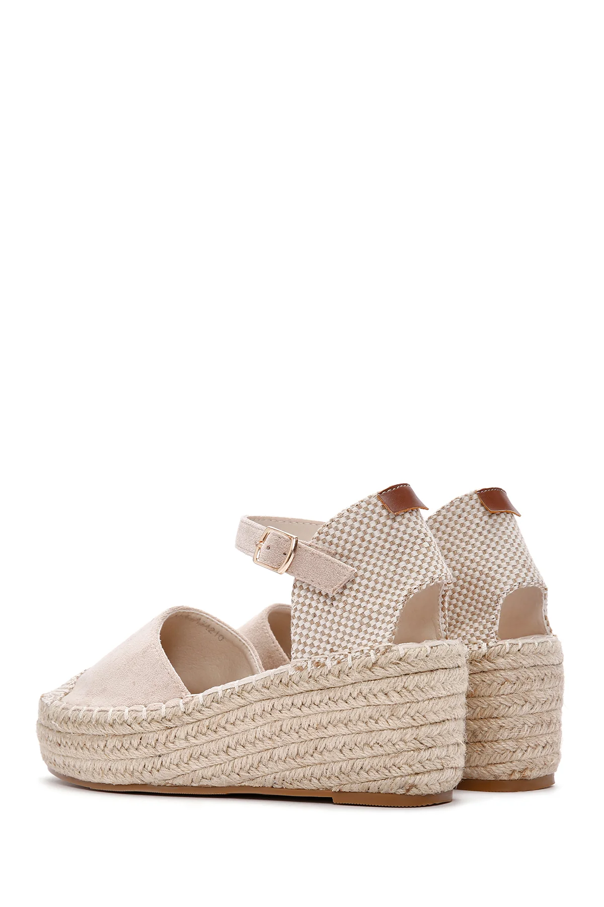 Kadın Gri Bilekten Bantlı Dolgu Topuklu Espadril - Image 6