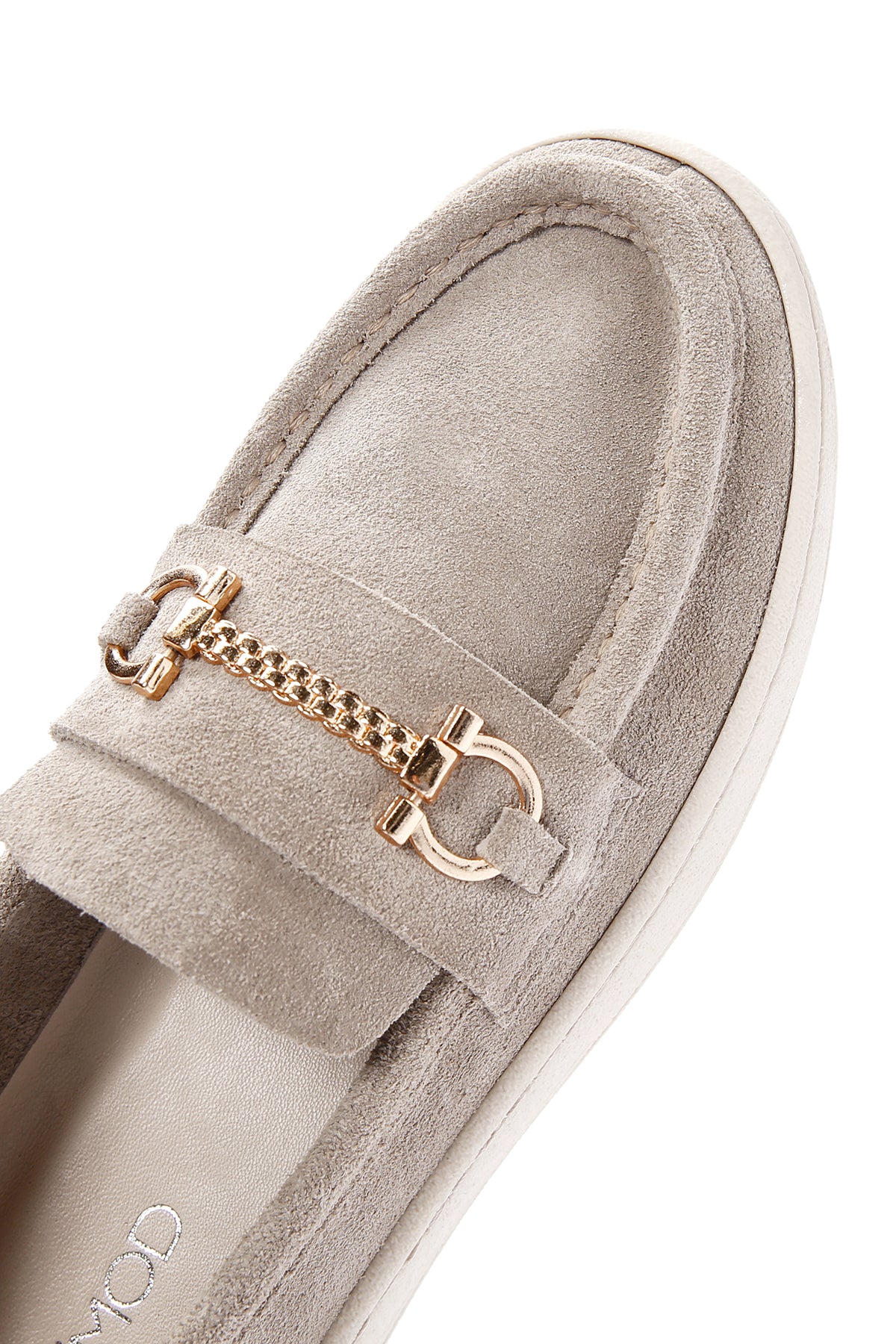 Kadın Gri Süet Deri Casual Loafer - Image 10