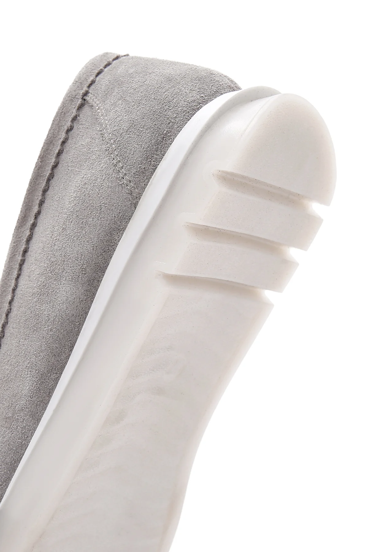 Kadın Gri Süet Deri Comfort Loafer - Image 9