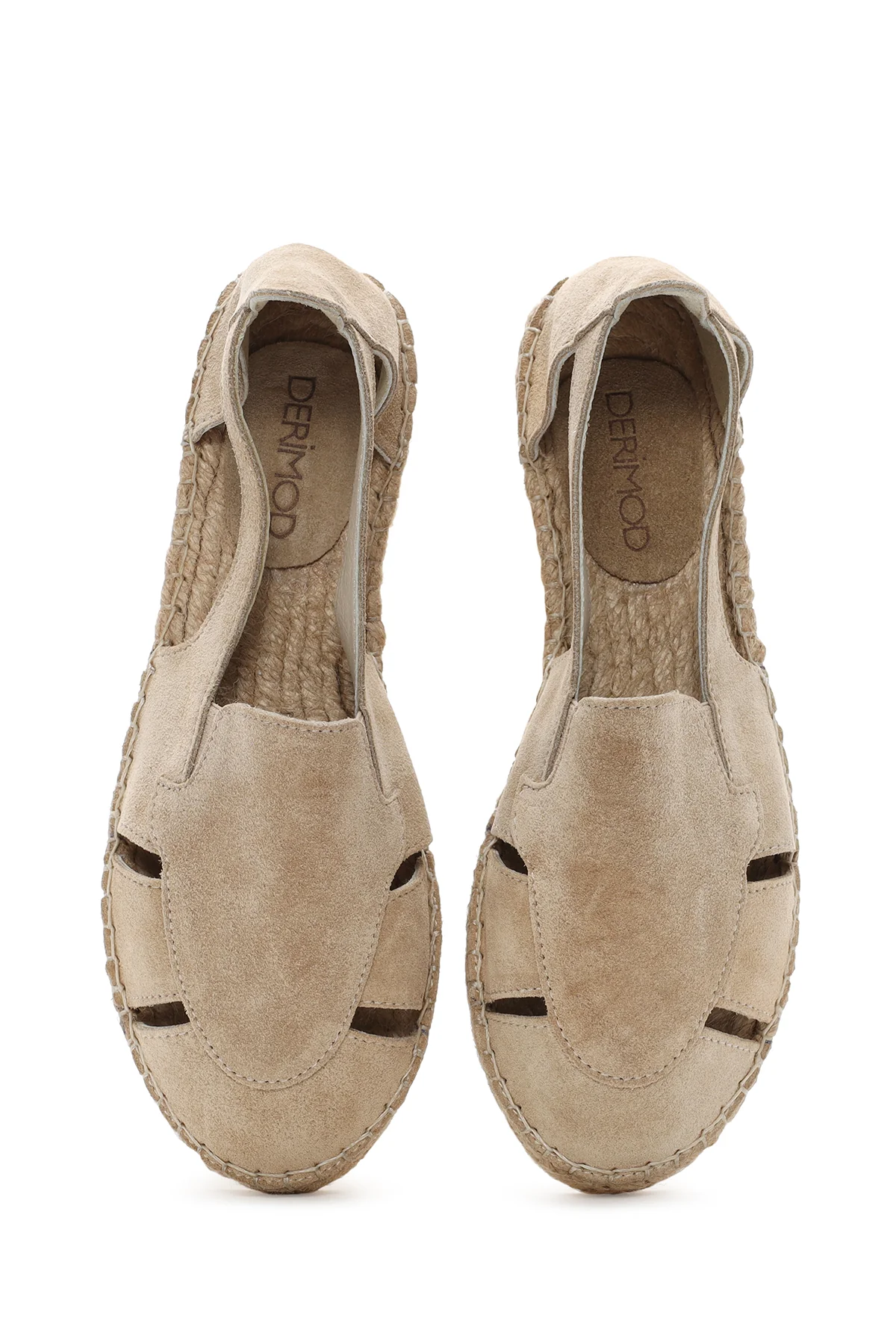 Kadın Gri Süet Deri Espadril - Image 6