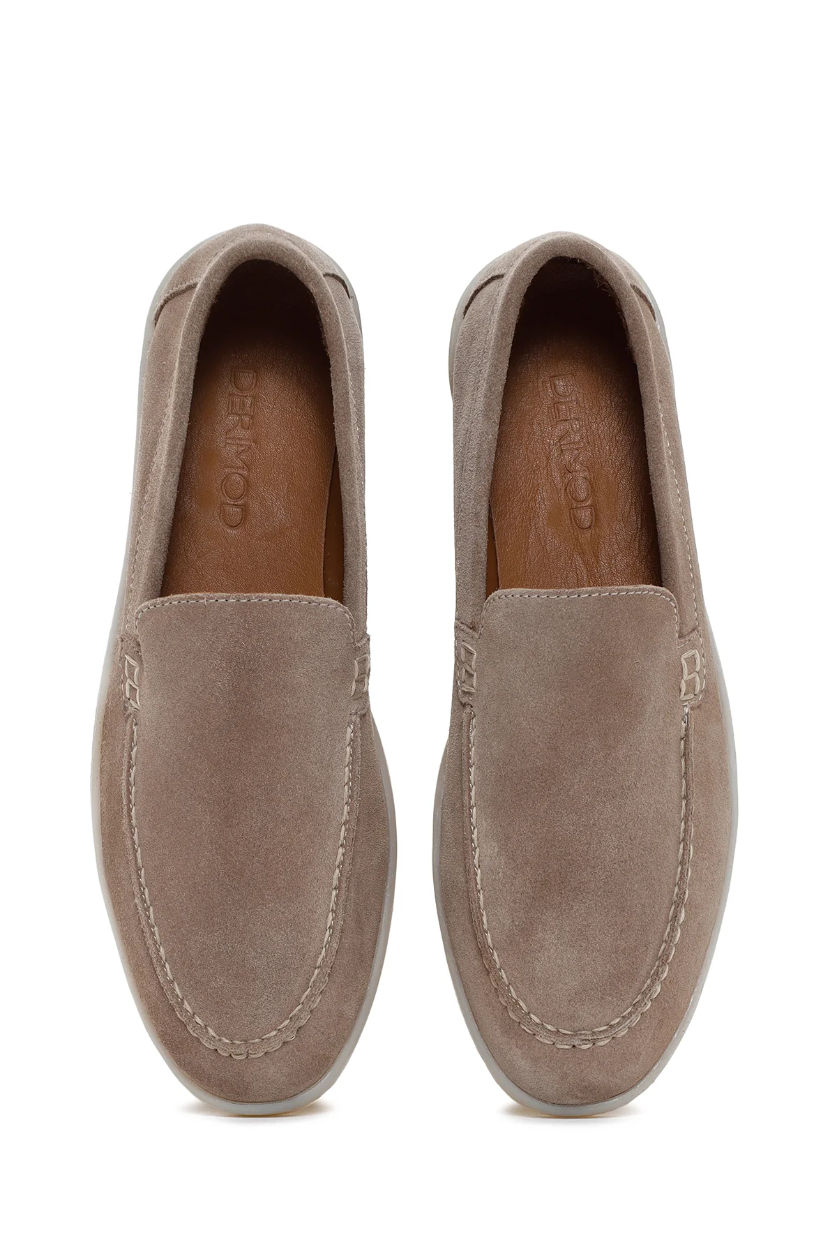 Kadın Gri Süet Deri Loafer - Image 6