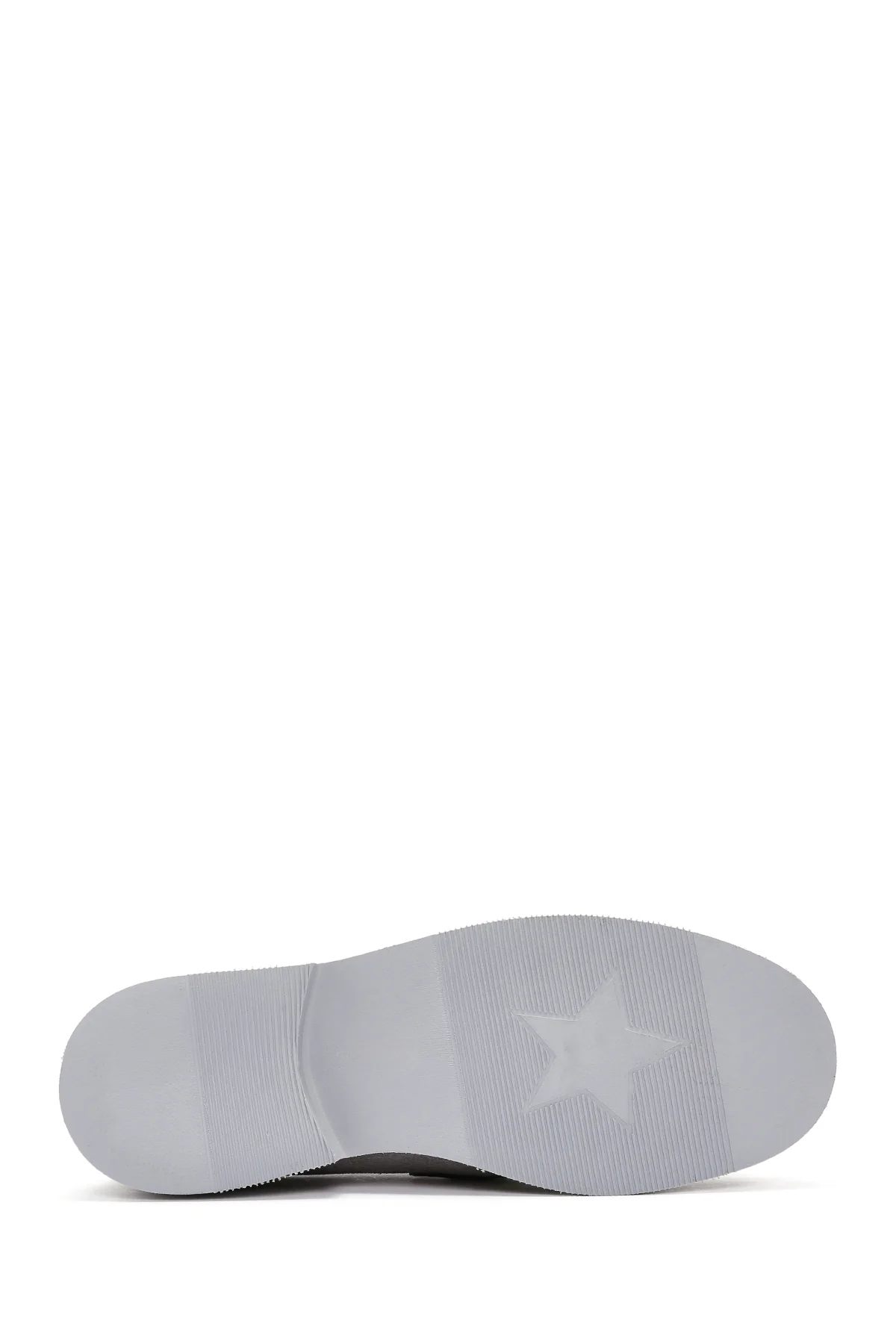 Kadın Gri Süet Deri Maskülen Loafer - Image 4