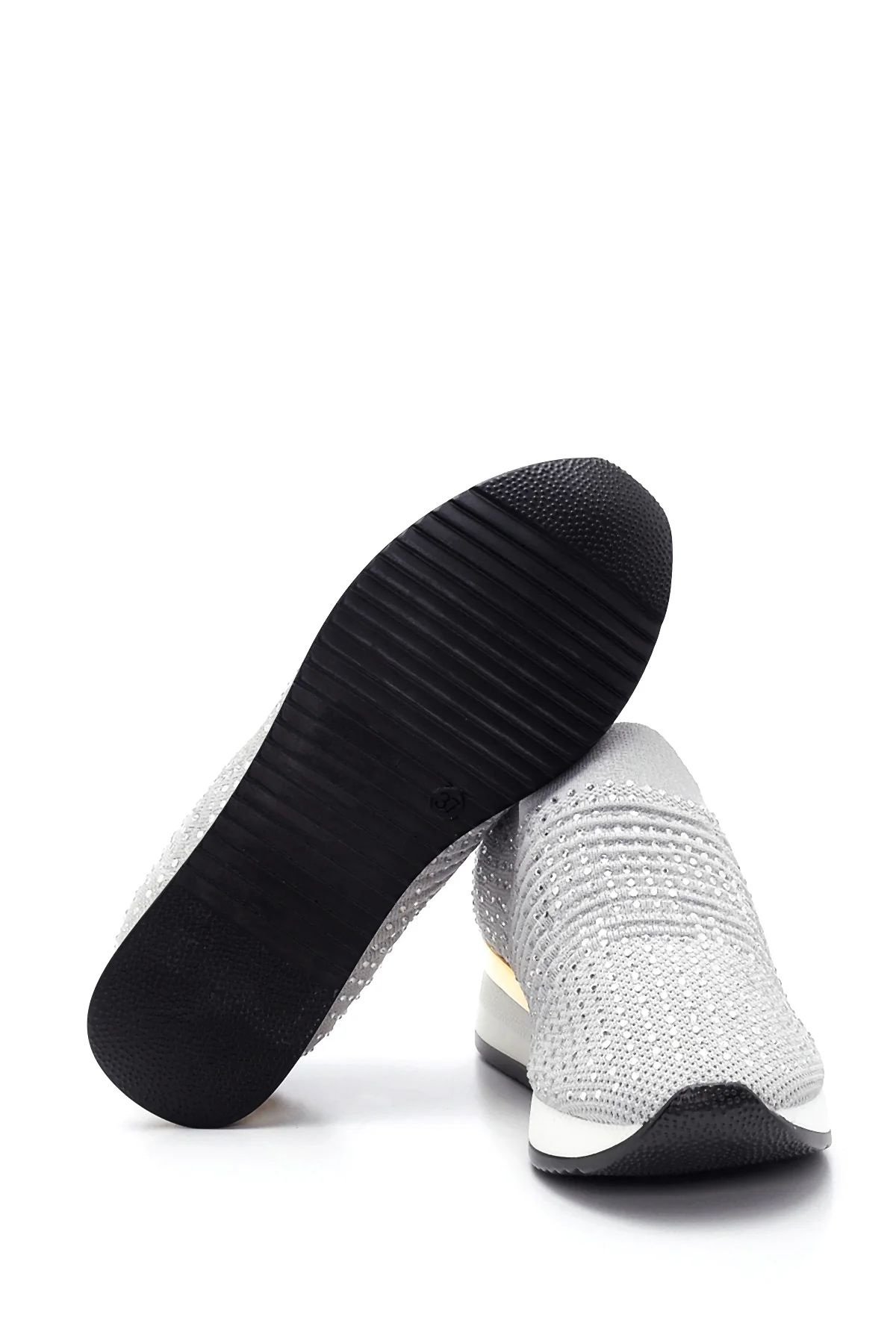 Kadın Gri Taşlı Sneaker - Image 4