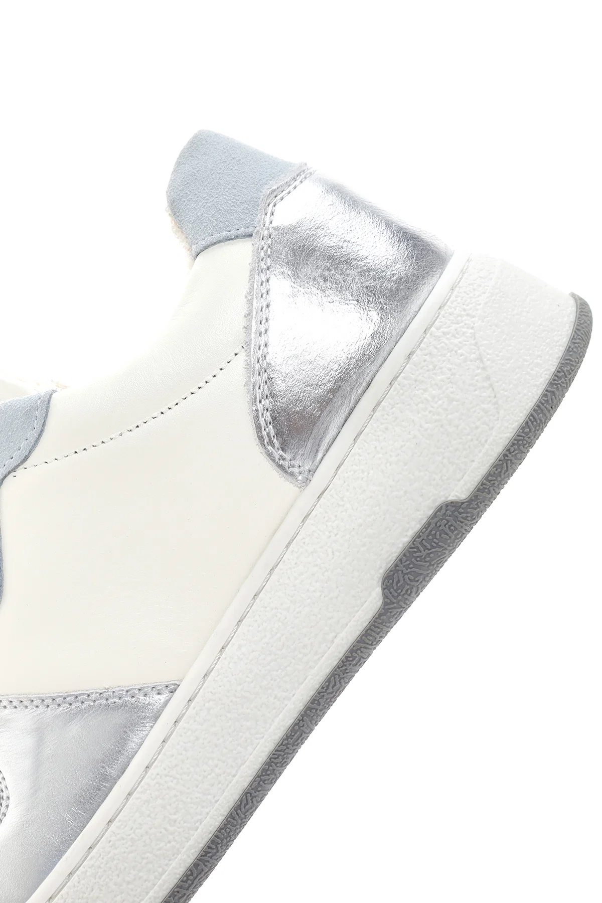 Kadın Gümüş Deri Sneaker - Image 7