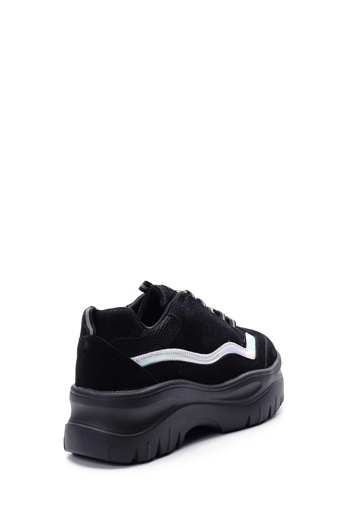 Kadın Gümüş Detaylı Süet Sneaker - Image 5