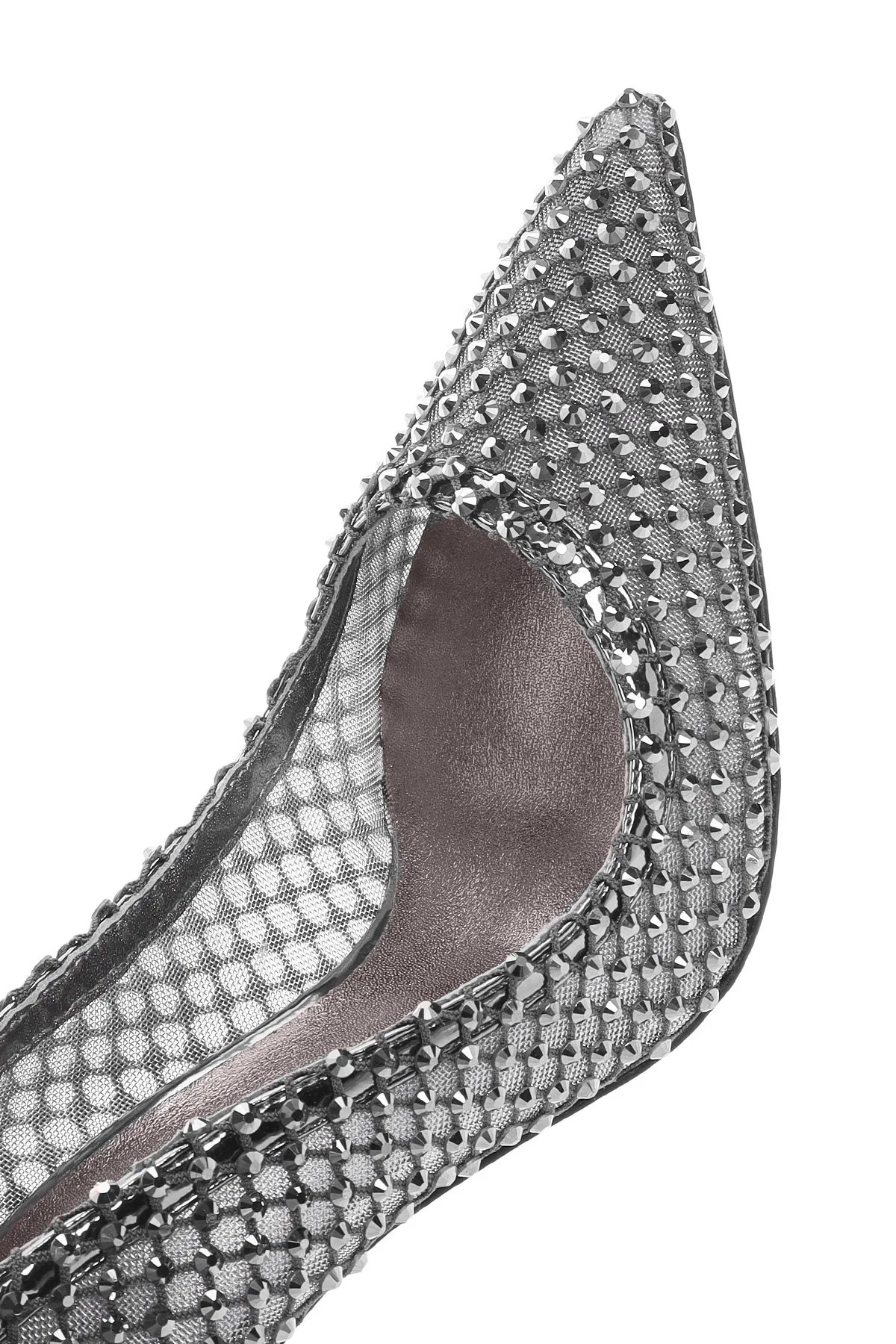 Kadın Gümüş Taşlı Yüksek İnce Topuklu Deri Stiletto - Image 12