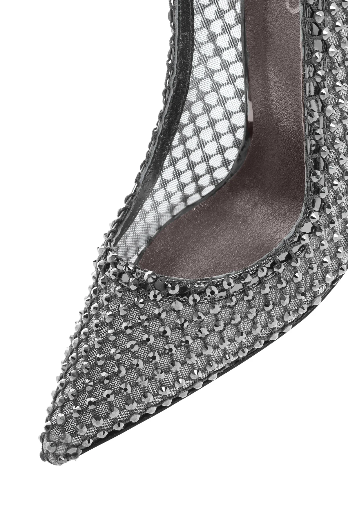 Kadın Gümüş Taşlı Yüksek İnce Topuklu Deri Stiletto - Image 10
