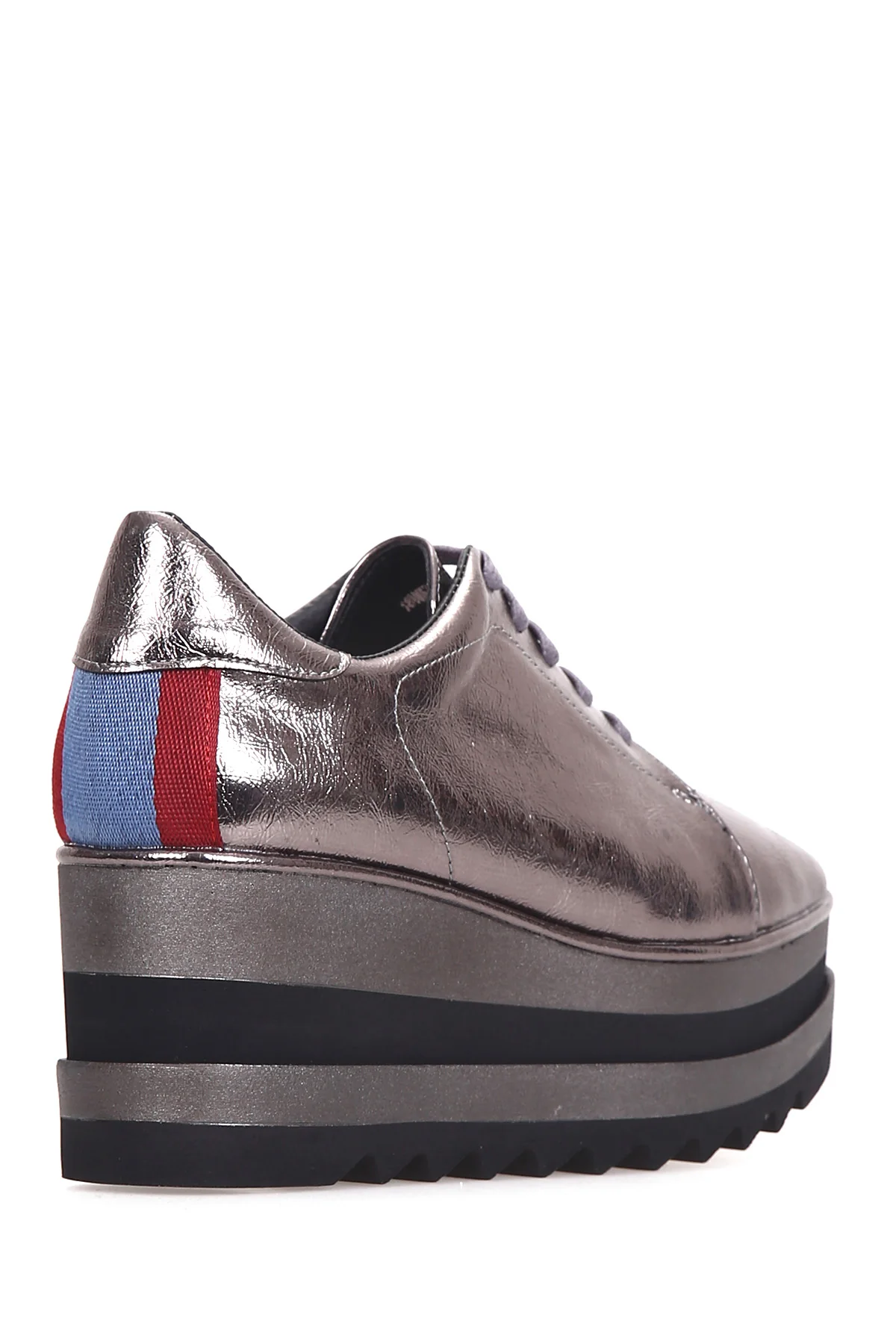 Kadın Gümüş Yüksek Tabanlı Sneaker - Image 3