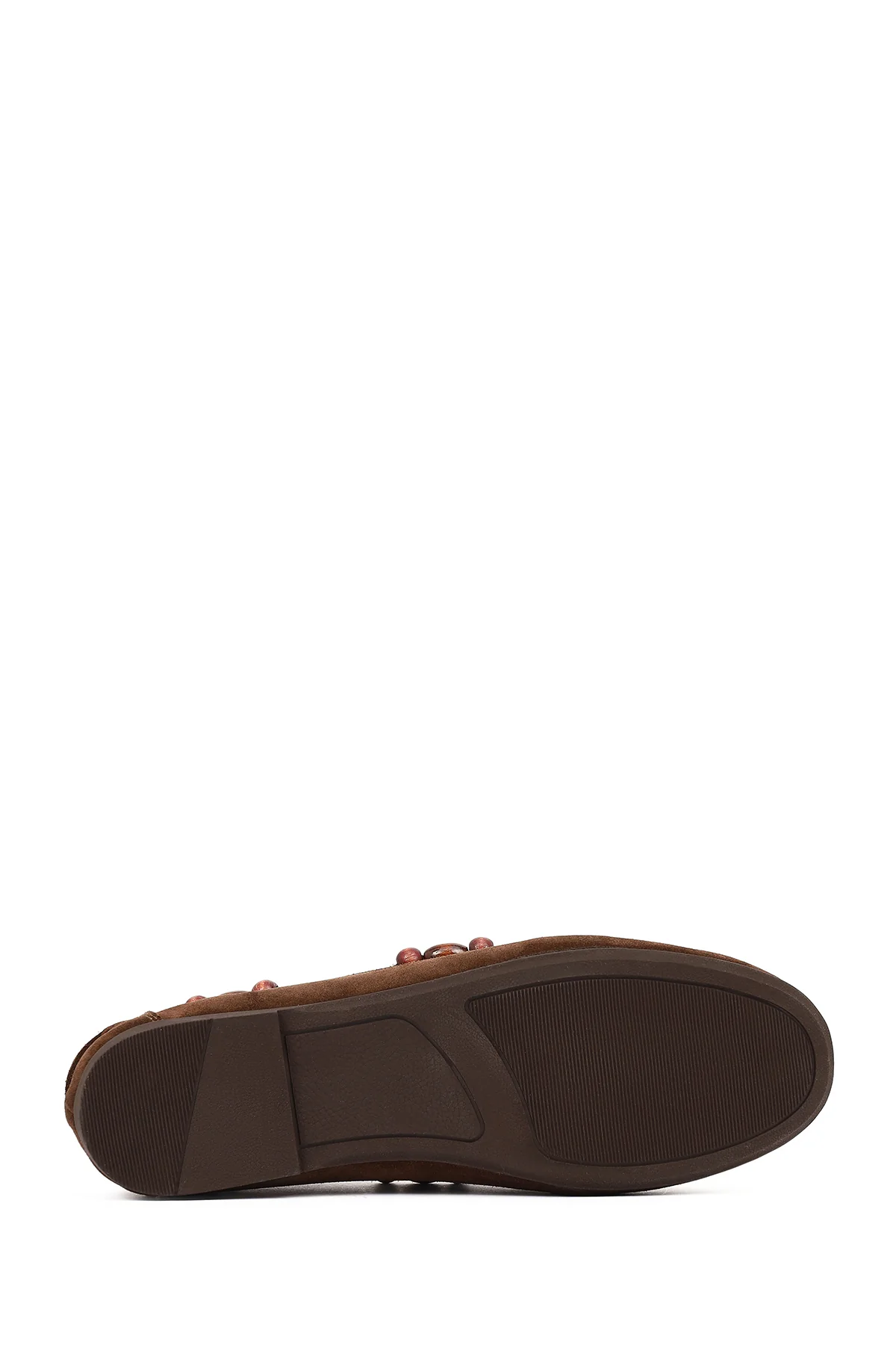 Kadın Kahverengi Aksesuar Detaylı Süet Deri Loafer - Image 6