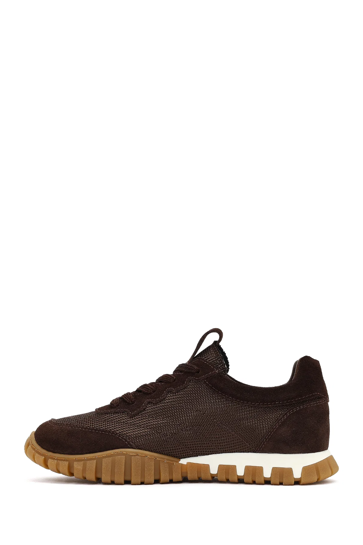 Kadın Kahverengi Bağcıklı Deri Sneaker - Image 2