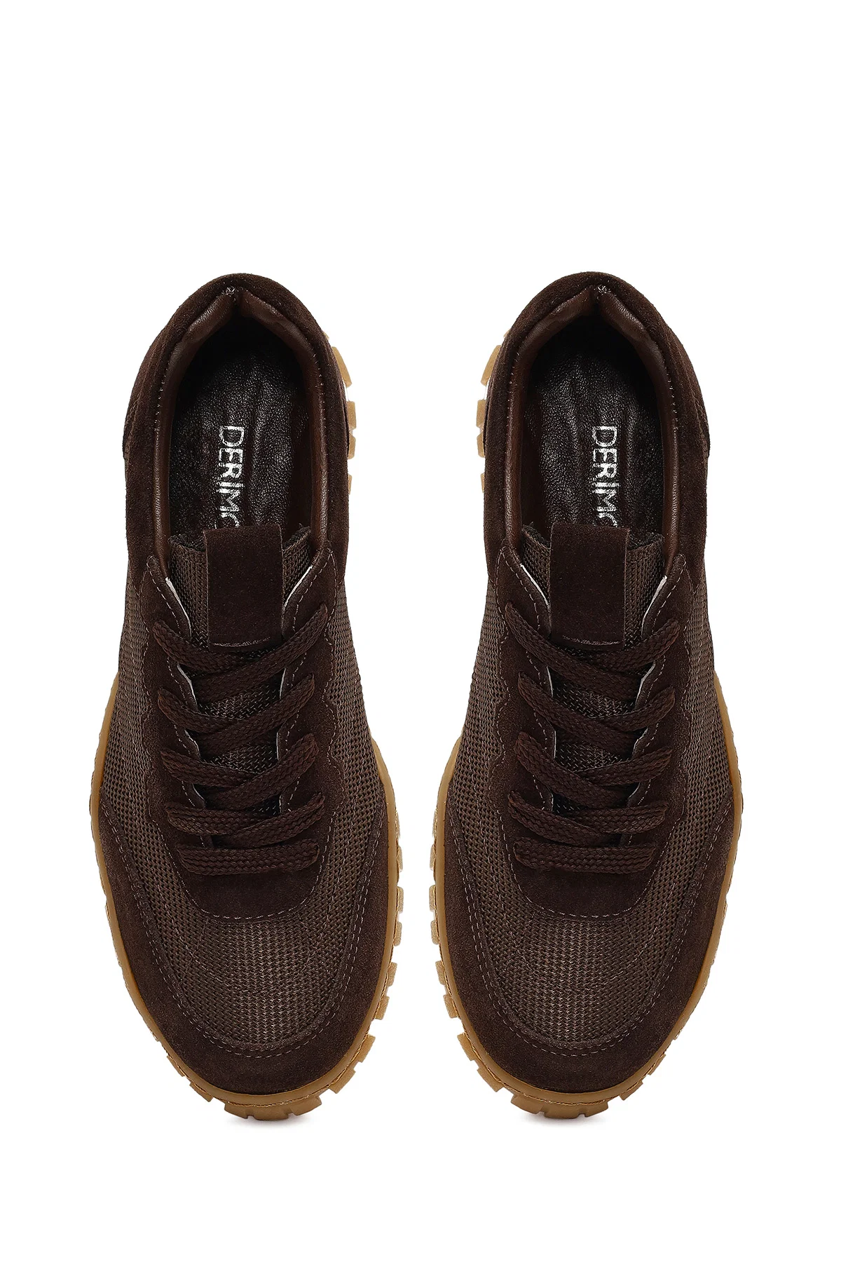 Kadın Kahverengi Bağcıklı Deri Sneaker - Image 7
