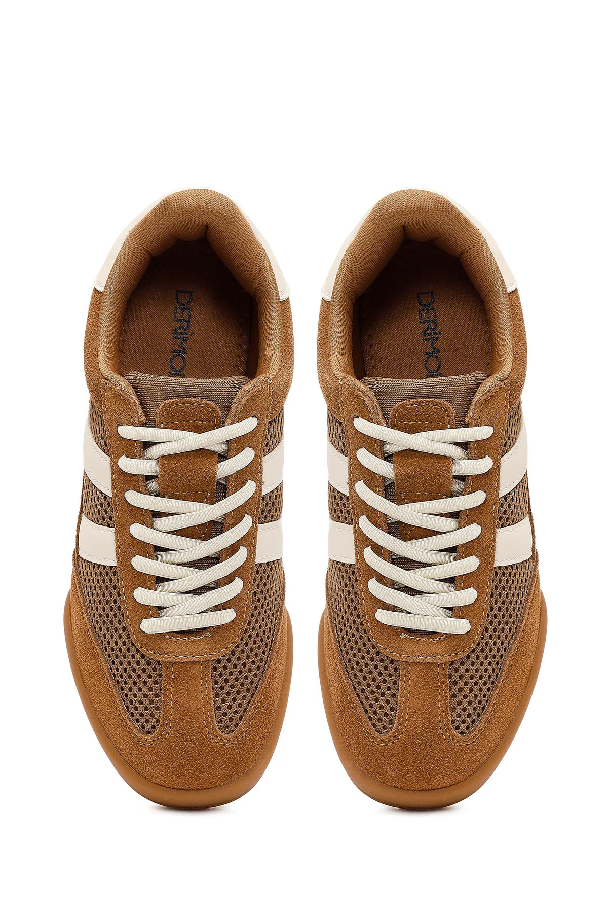 Kadın Kahverengi Bağcıklı Deri Sneaker - Image 5