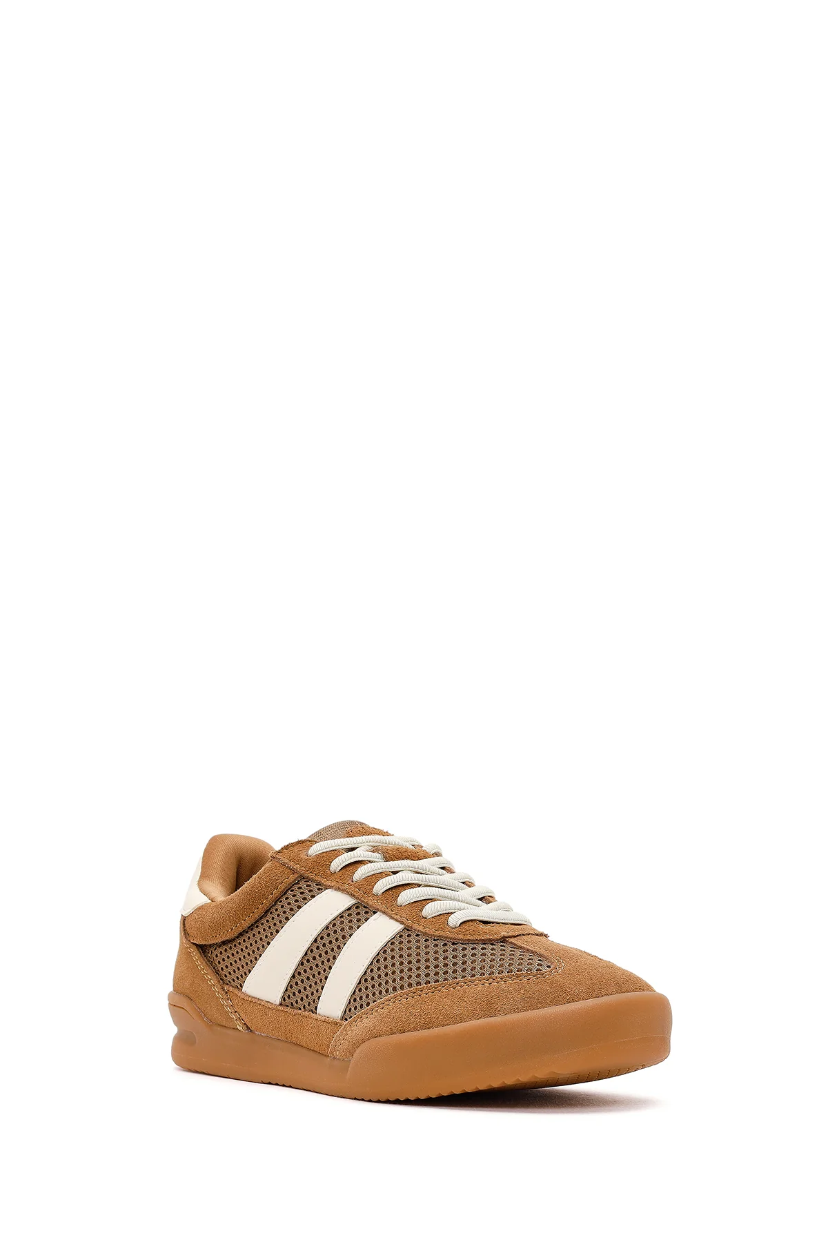 Kadın Kahverengi Bağcıklı Deri Sneaker - Image 8