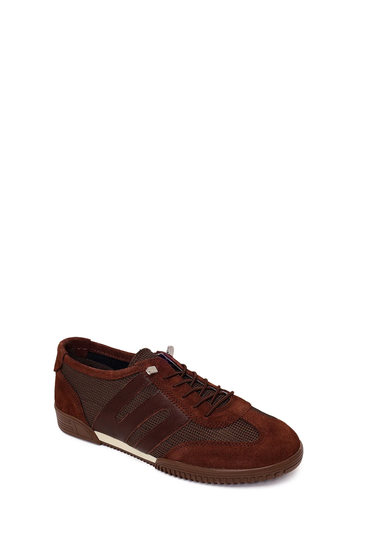 Kadın Kahverengi Bağcıklı Deri Sneaker - Image 8