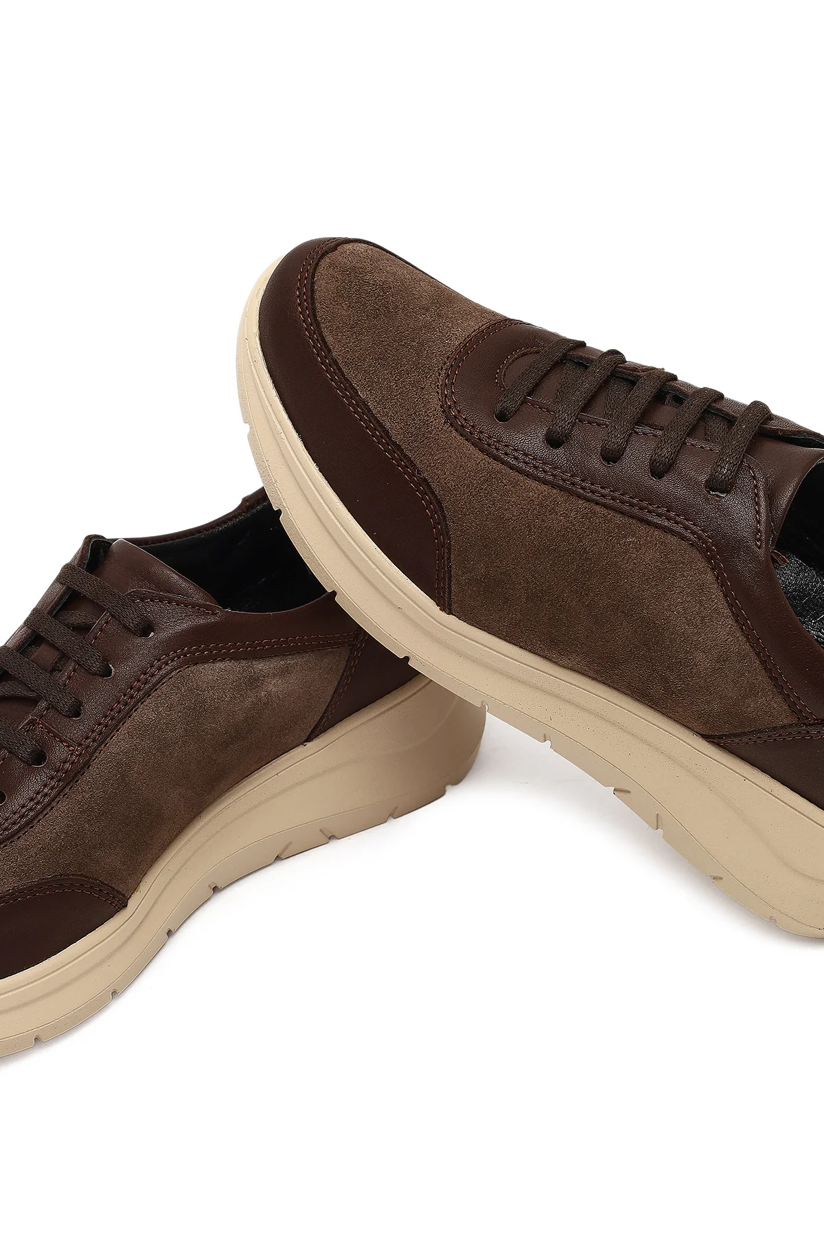 Kadın Kahverengi Bağcıklı Kalın Tabanlı Deri Sneaker - Image 10