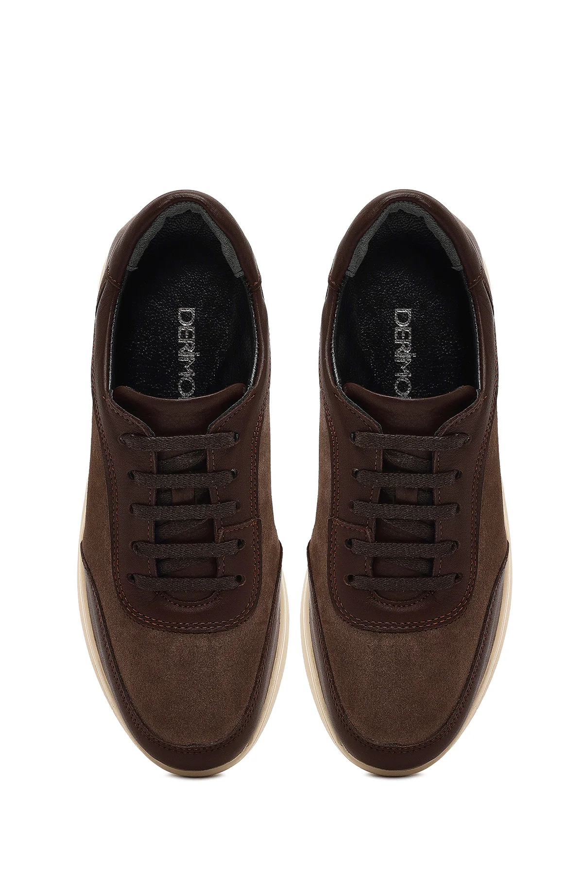 Kadın Kahverengi Bağcıklı Kalın Tabanlı Deri Sneaker - Image 7