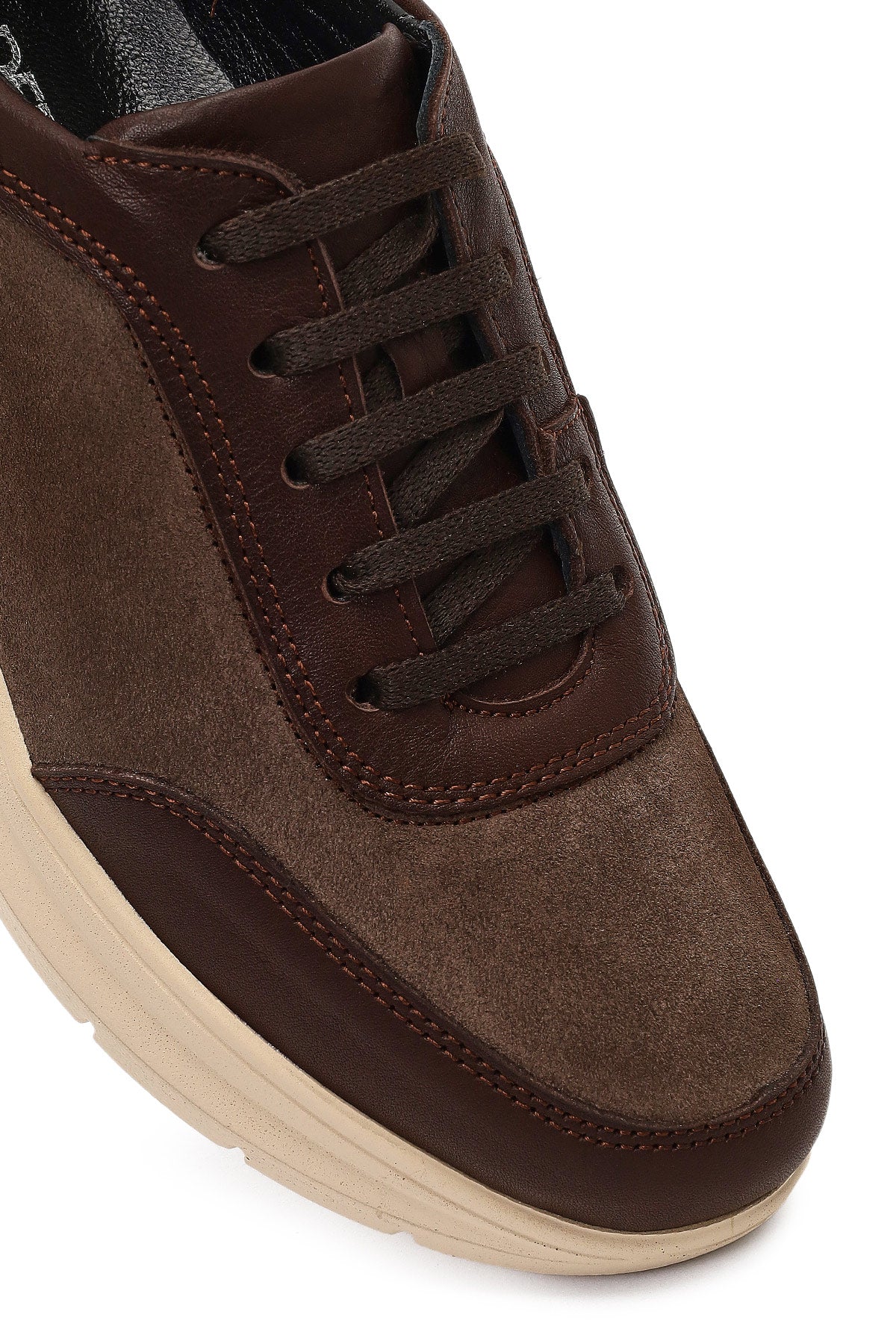 Kadın Kahverengi Bağcıklı Kalın Tabanlı Deri Sneaker - Image 9