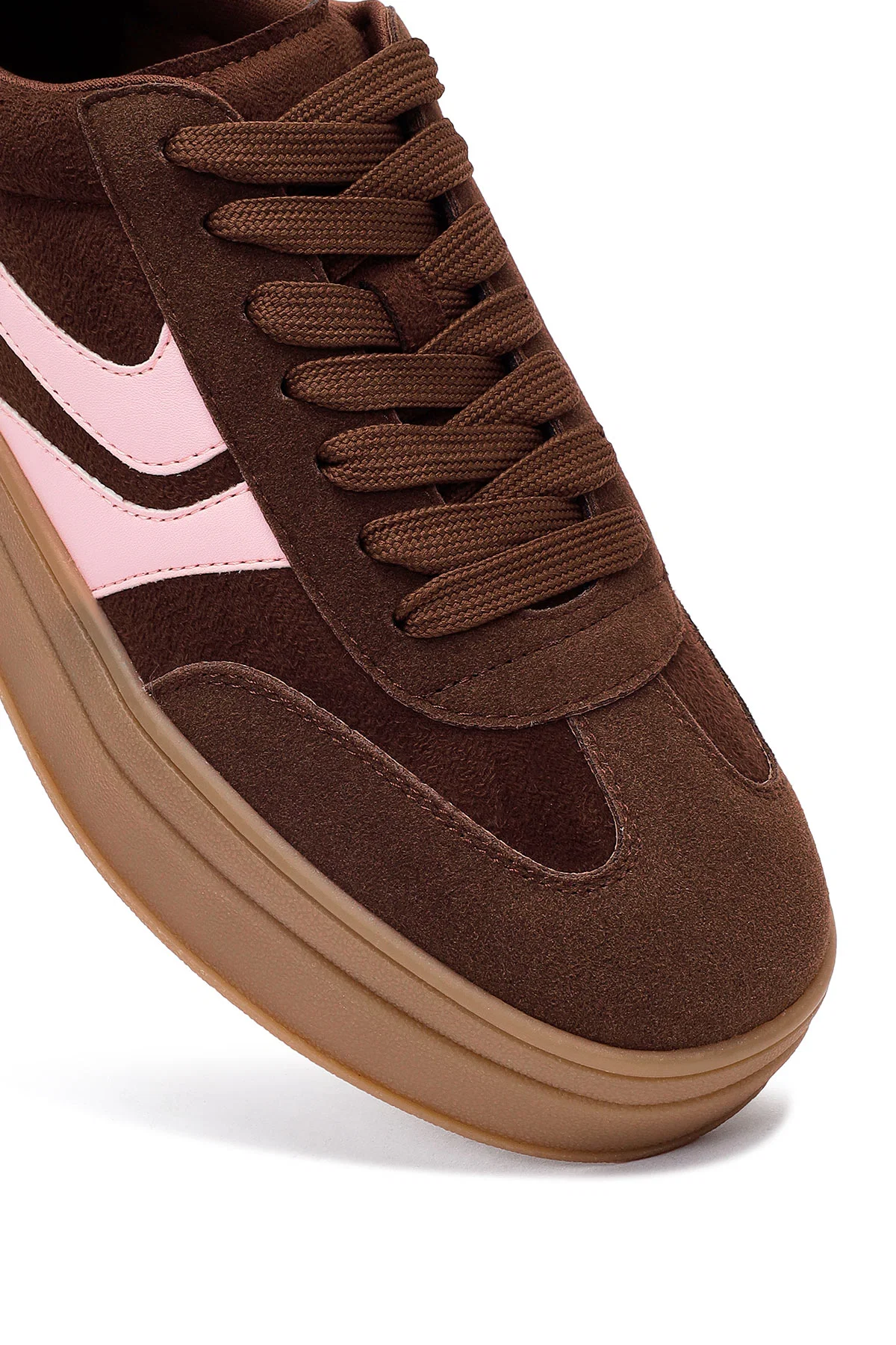 Kadın Kahverengi Bağcıklı Kalın Tabanlı Sneaker - Image 10