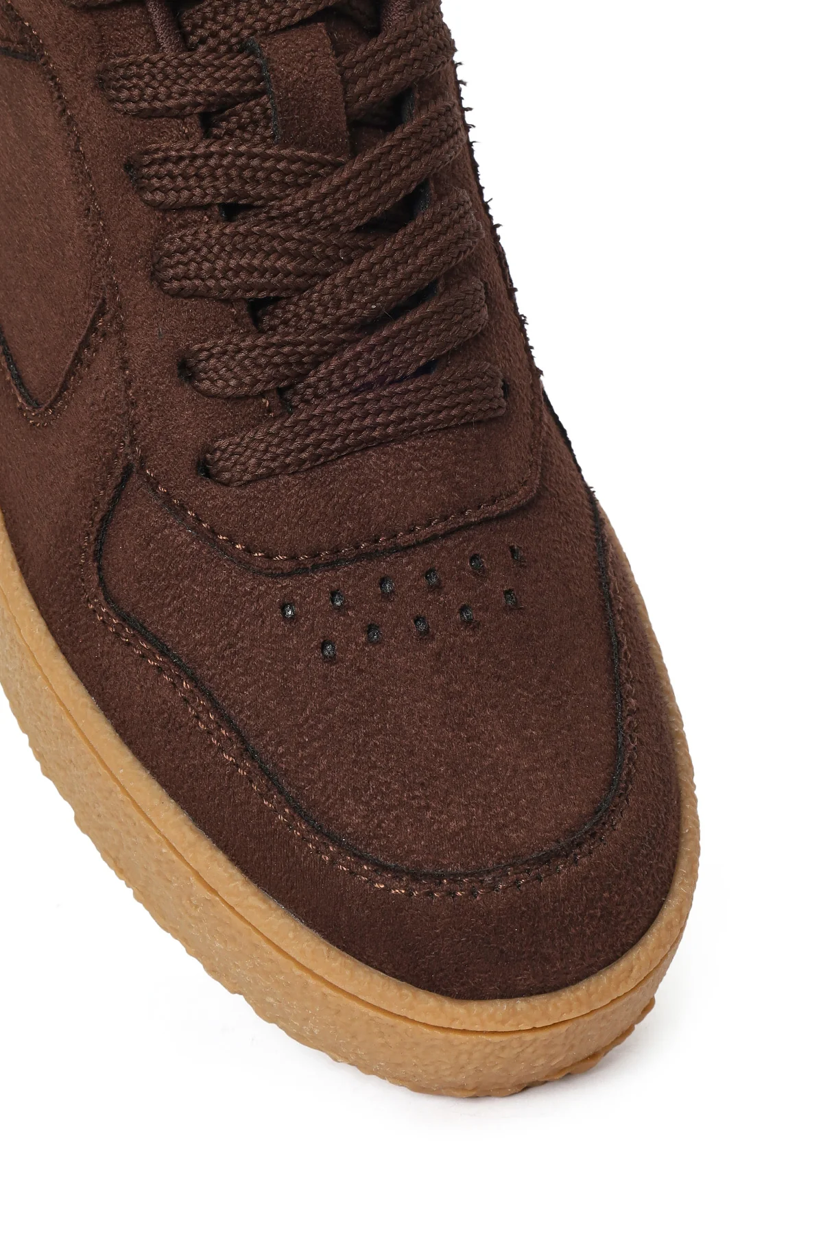 Kadın Kahverengi Bağcıklı Kalın Tabanlı Süet Sneaker - Image 10