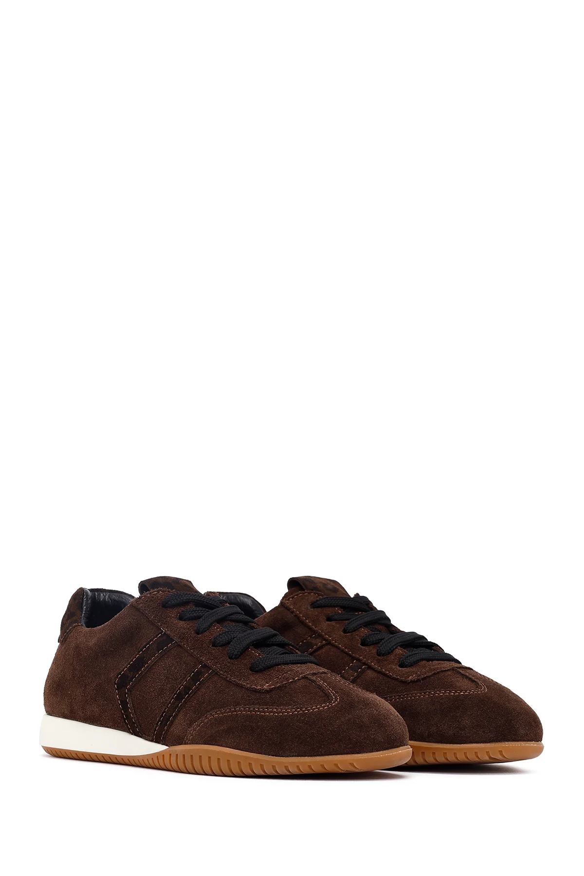 Kadın Kahverengi Bağcıklı Süet Deri Sneaker - Image 3