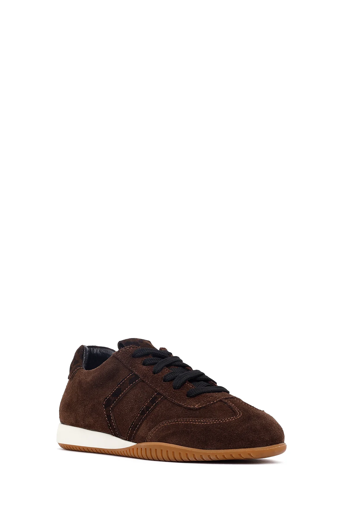 Kadın Kahverengi Bağcıklı Süet Deri Sneaker - Image 6
