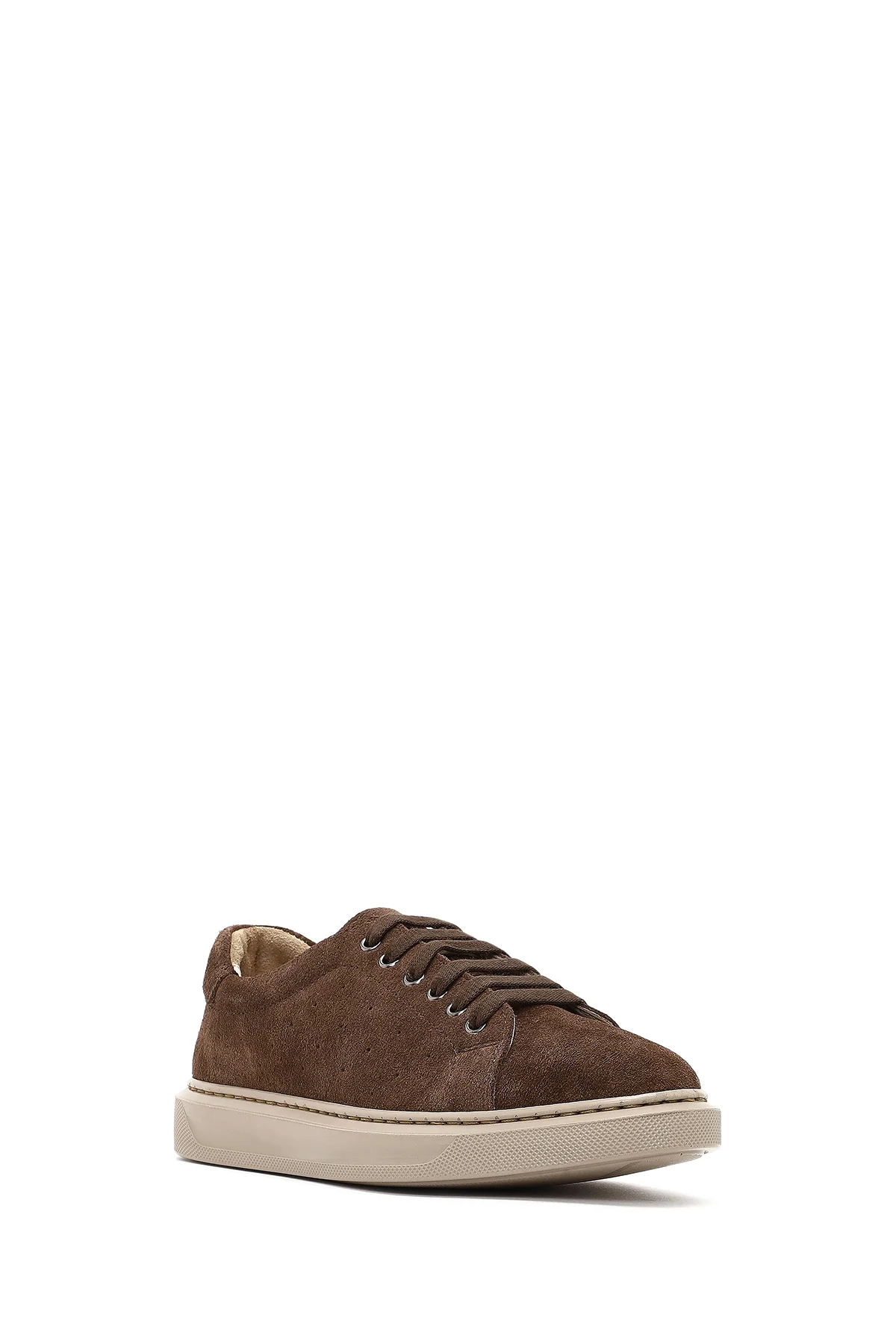 Kadın Kahverengi Bağcıklı Süet Deri Sneaker - Image 6