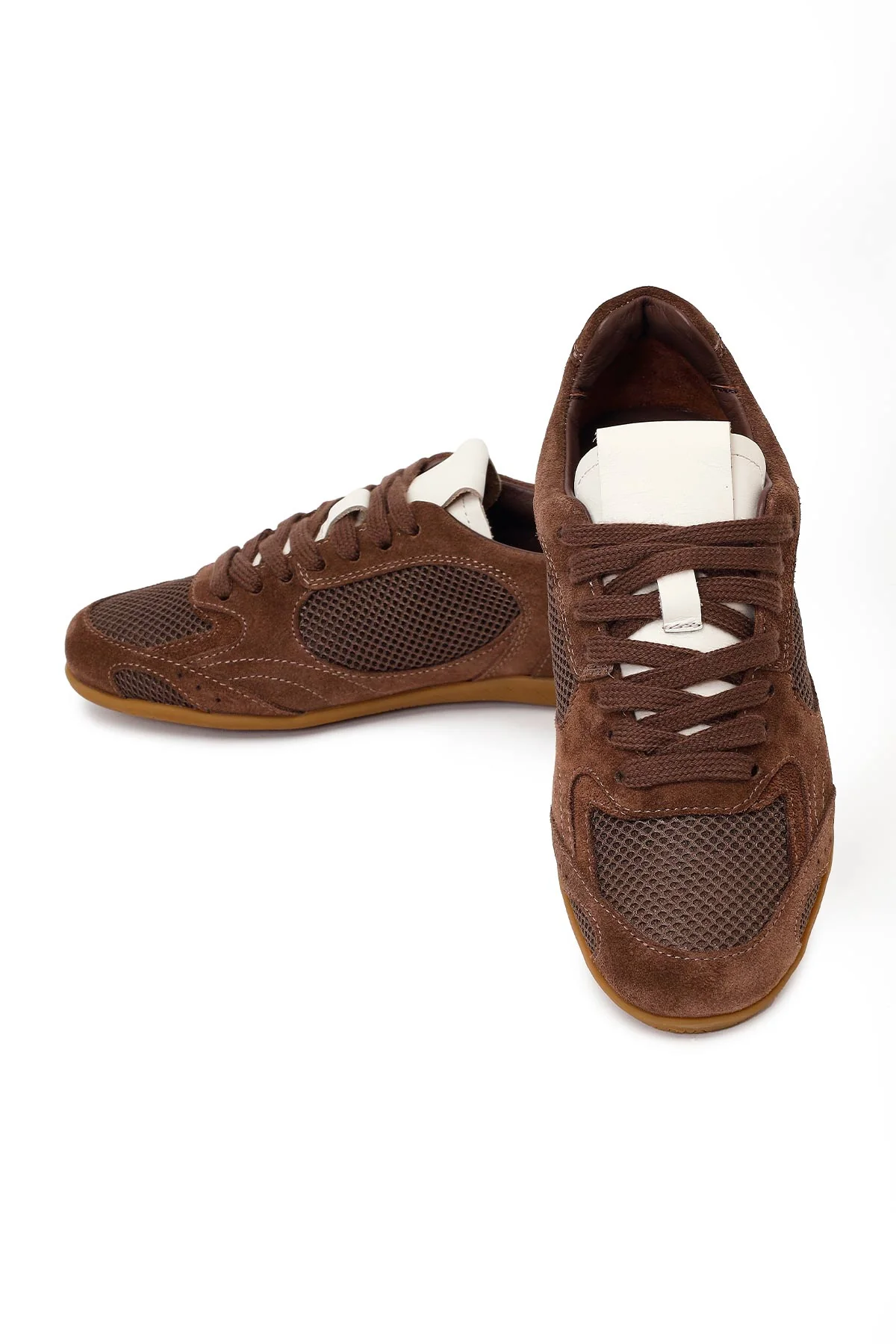 Kadın Kahverengi Bağcıklı Süet Deri Sneaker - Image 10