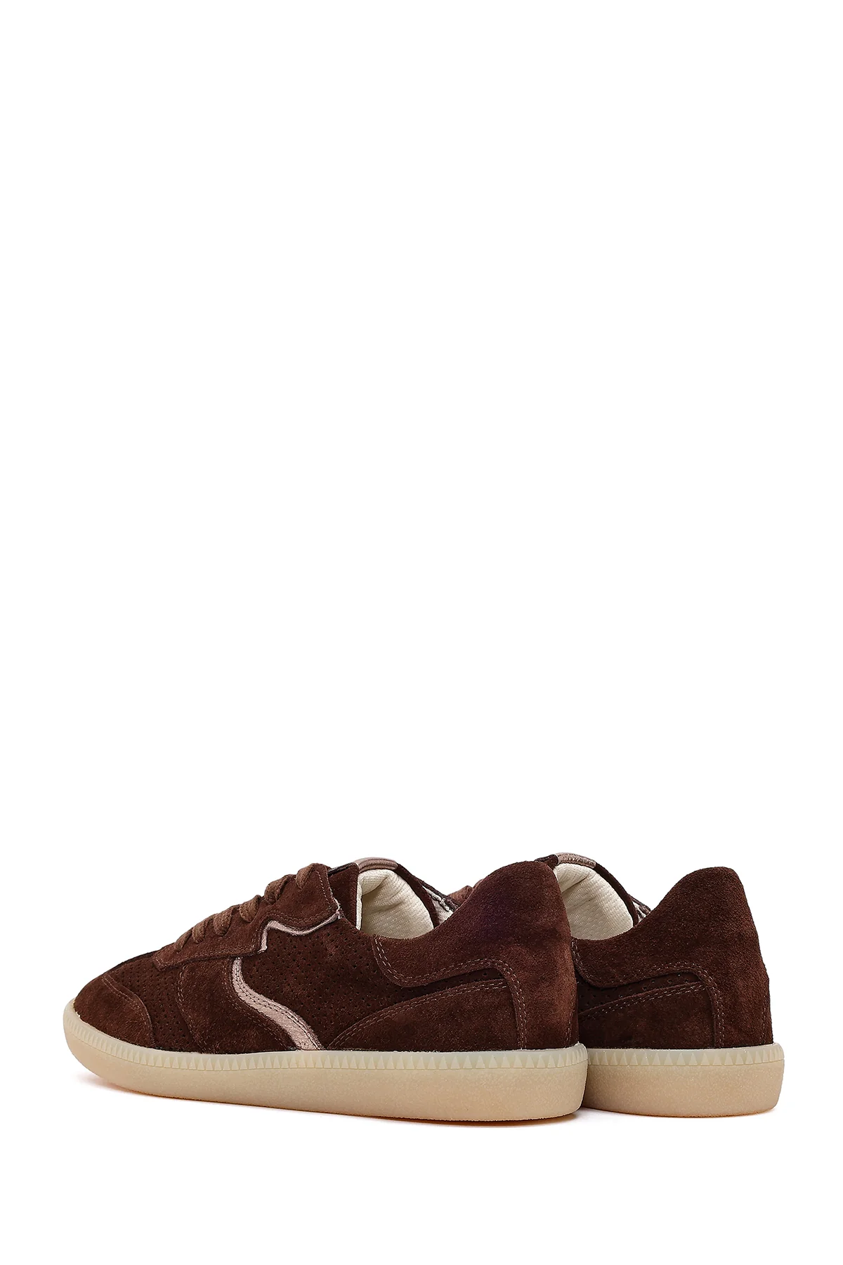 Kadın Kahverengi Bağcıklı Süet Deri Sneaker - Image 6