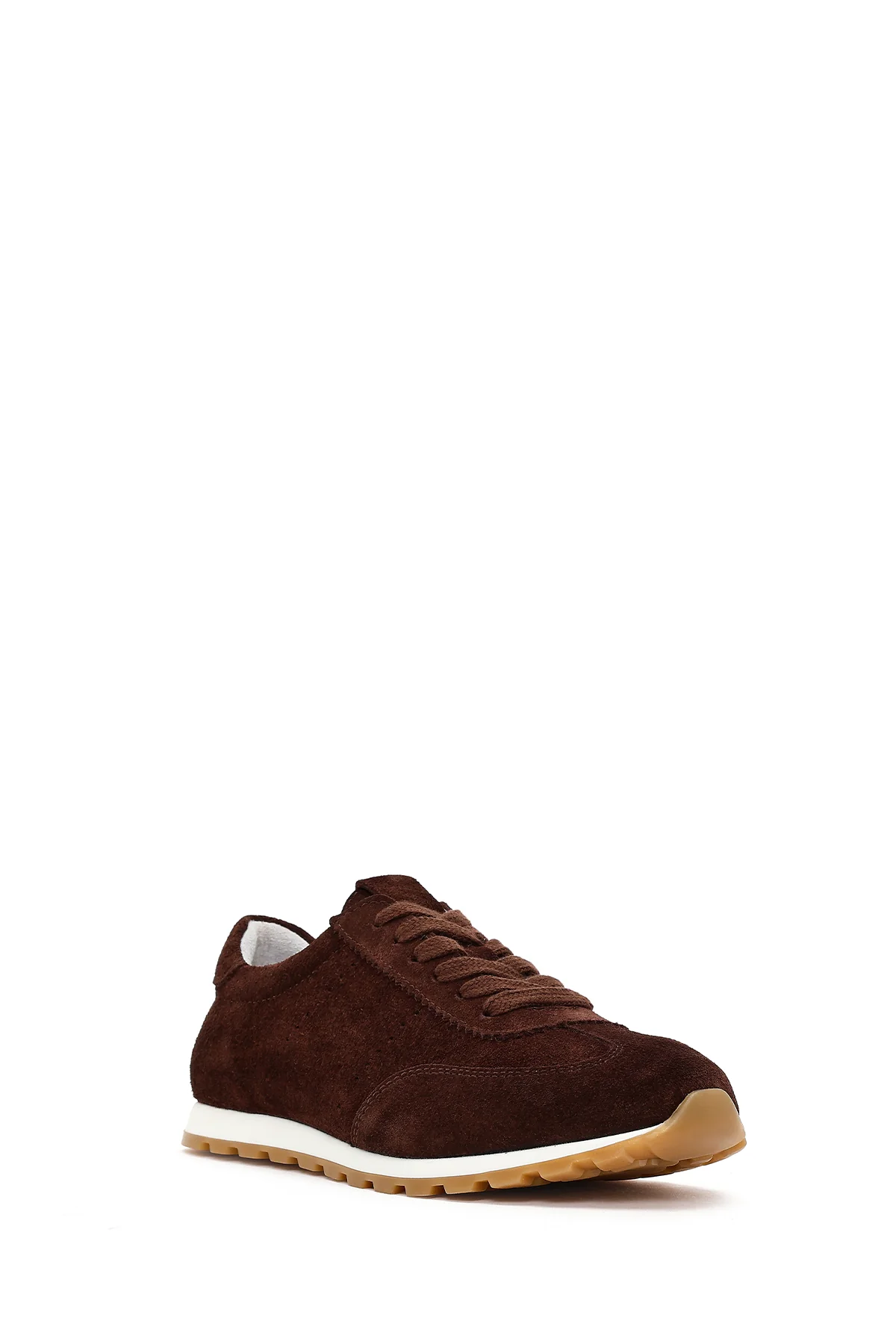 Kadın Kahverengi Bağcıklı Süet Deri Sneaker - Image 7