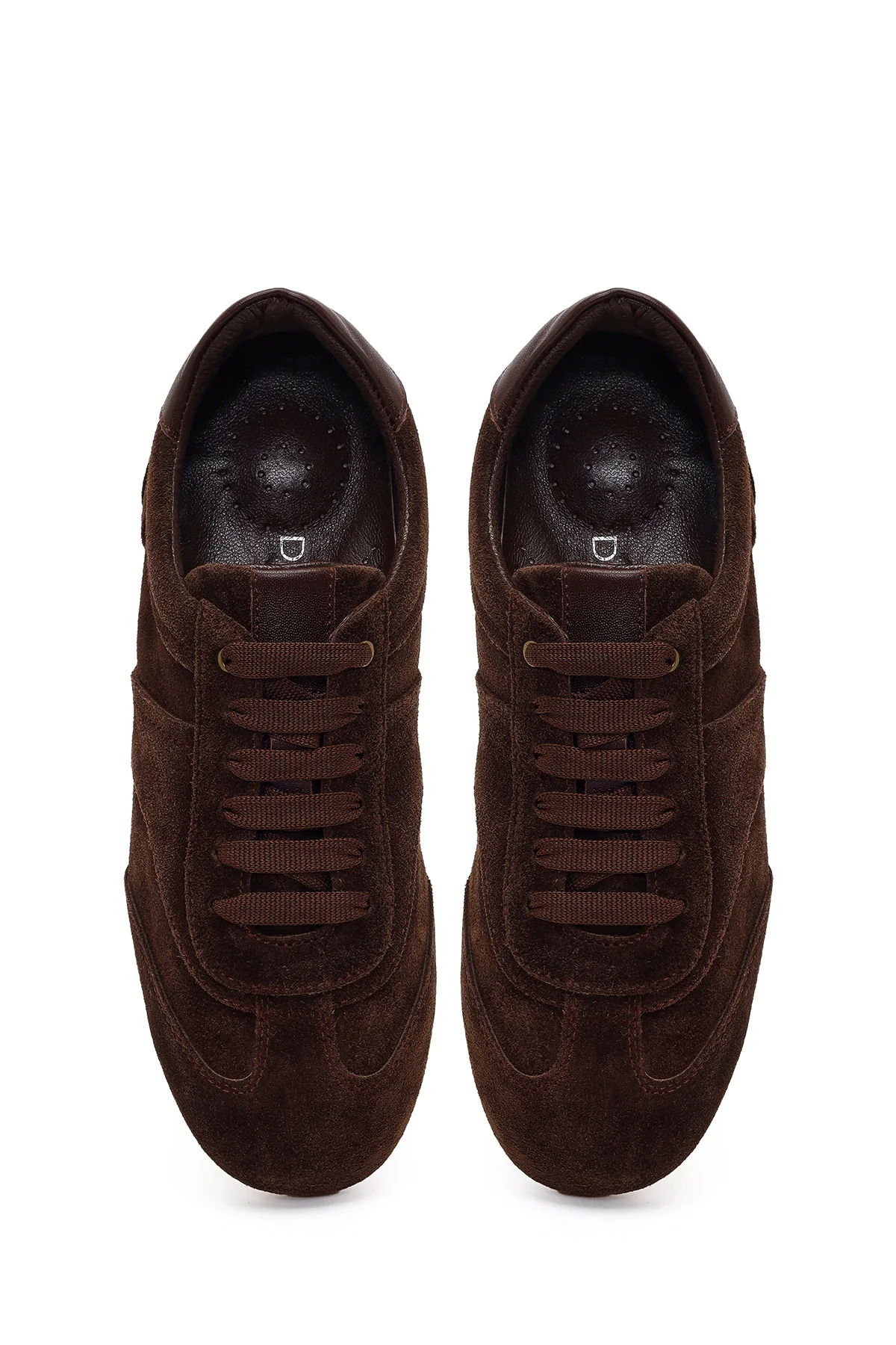 Kadın Kahverengi Bağcıklı Süet Deri Sneaker - Image 4