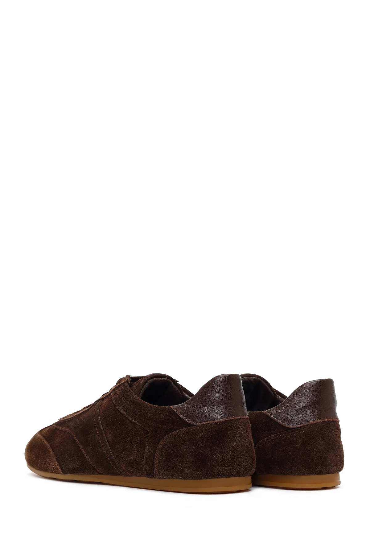 Kadın Kahverengi Bağcıklı Süet Deri Sneaker - Image 6
