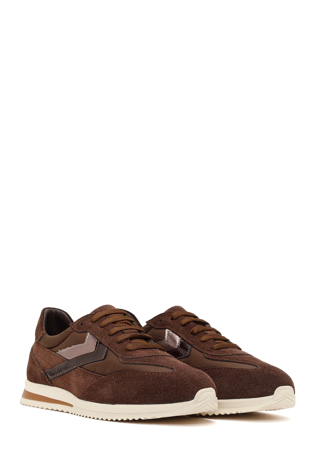 Kadın Kahverengi Bağcıklı Süet Deri Sneaker - Image 2