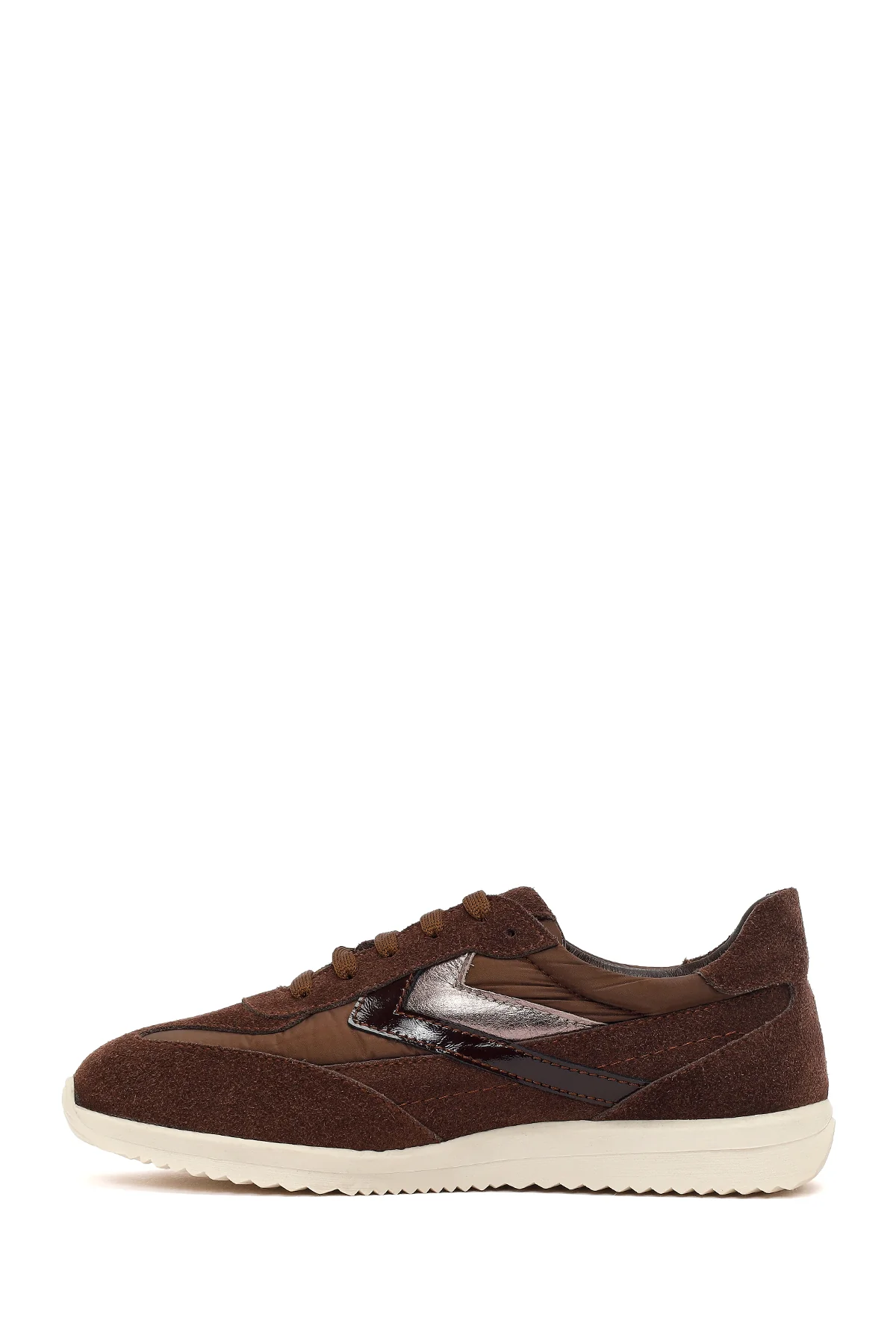 Kadın Kahverengi Bağcıklı Süet Deri Sneaker - Image 3