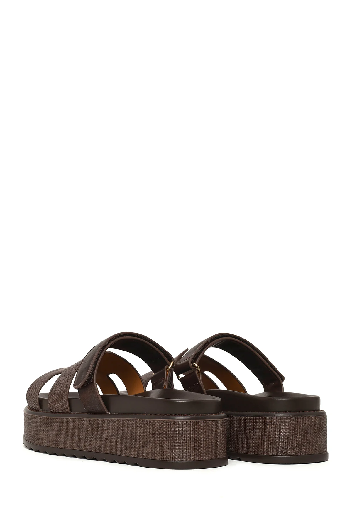 Kadın Kahverengi Bantlı Kalın Tabanlı Terlik - Image 6