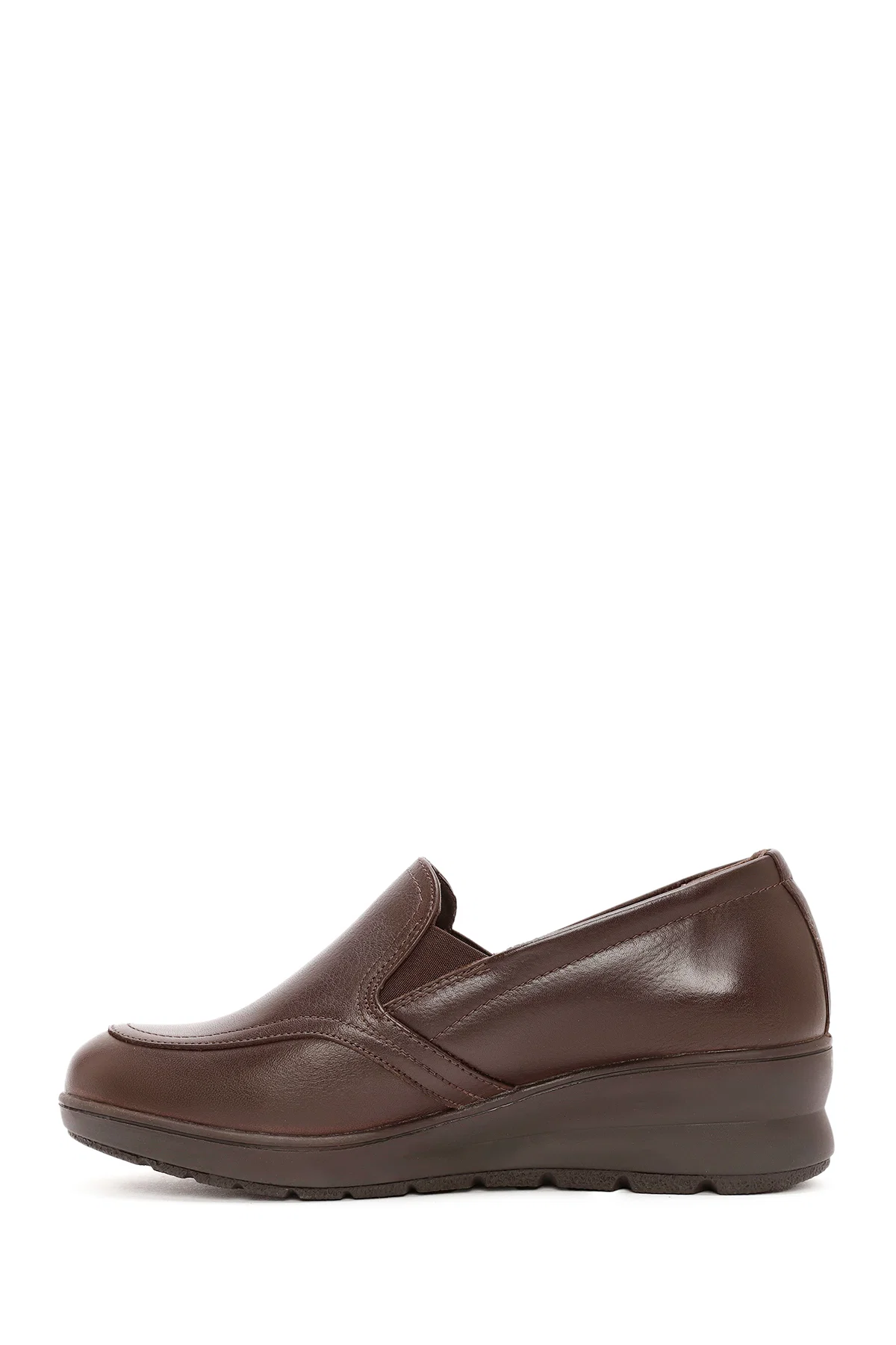 Kadın Kahverengi Dolgu Topuklu Deri Comfort Loafer - Image 2