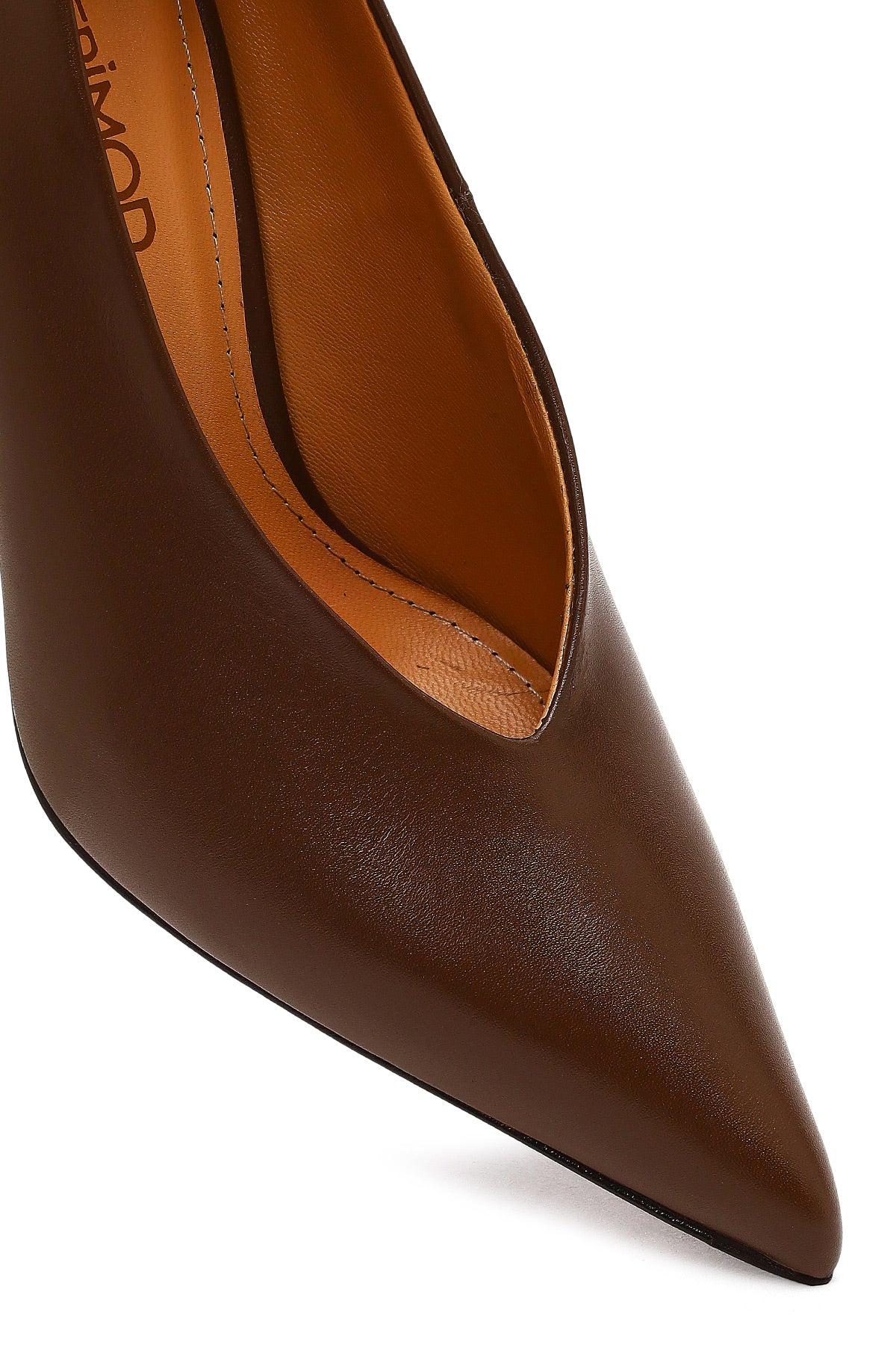Kadın Kahverengi İnce Topuklu Deri Stiletto - Image 10