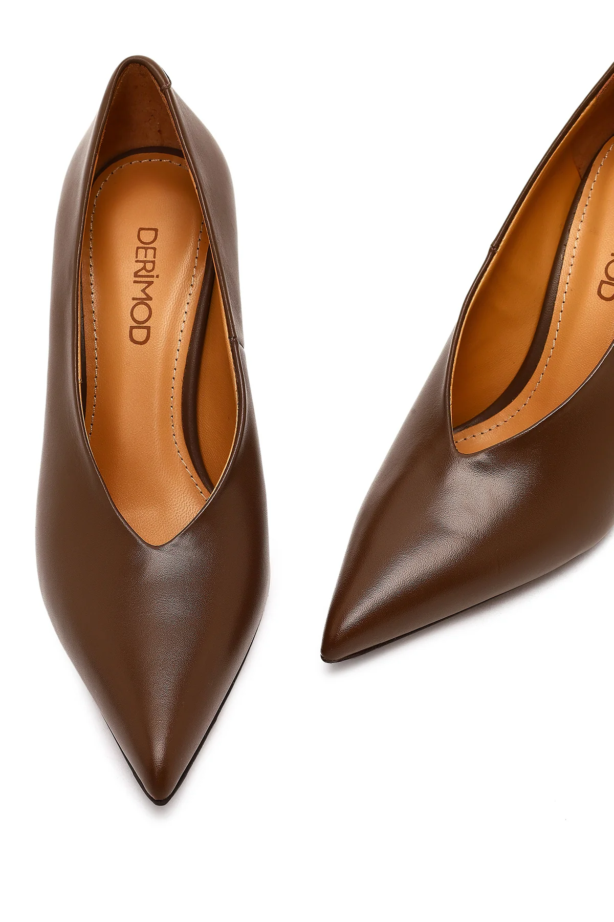 Kadın Kahverengi İnce Topuklu Deri Stiletto - Image 11