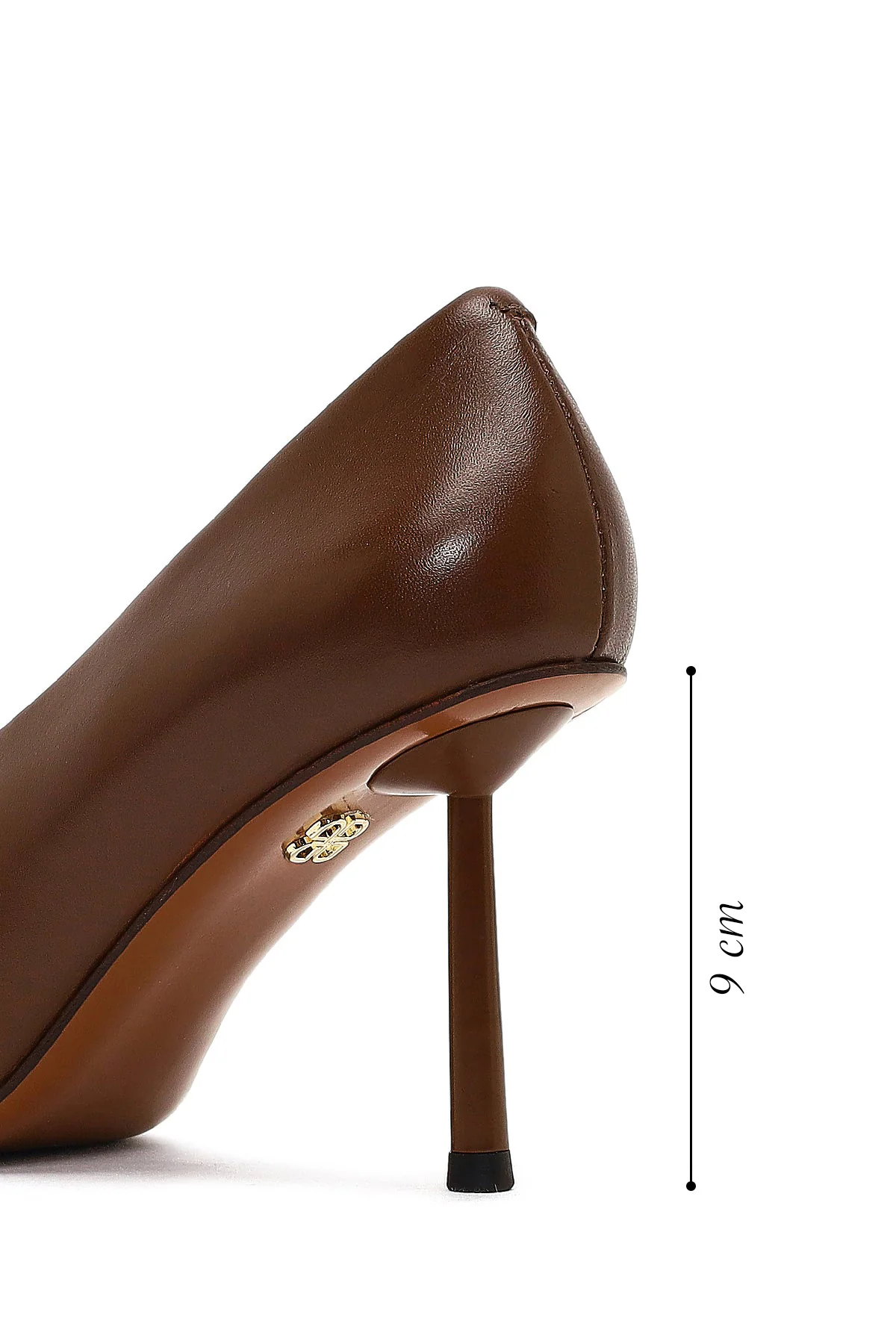 Kadın Kahverengi İnce Topuklu Deri Stiletto - Image 2