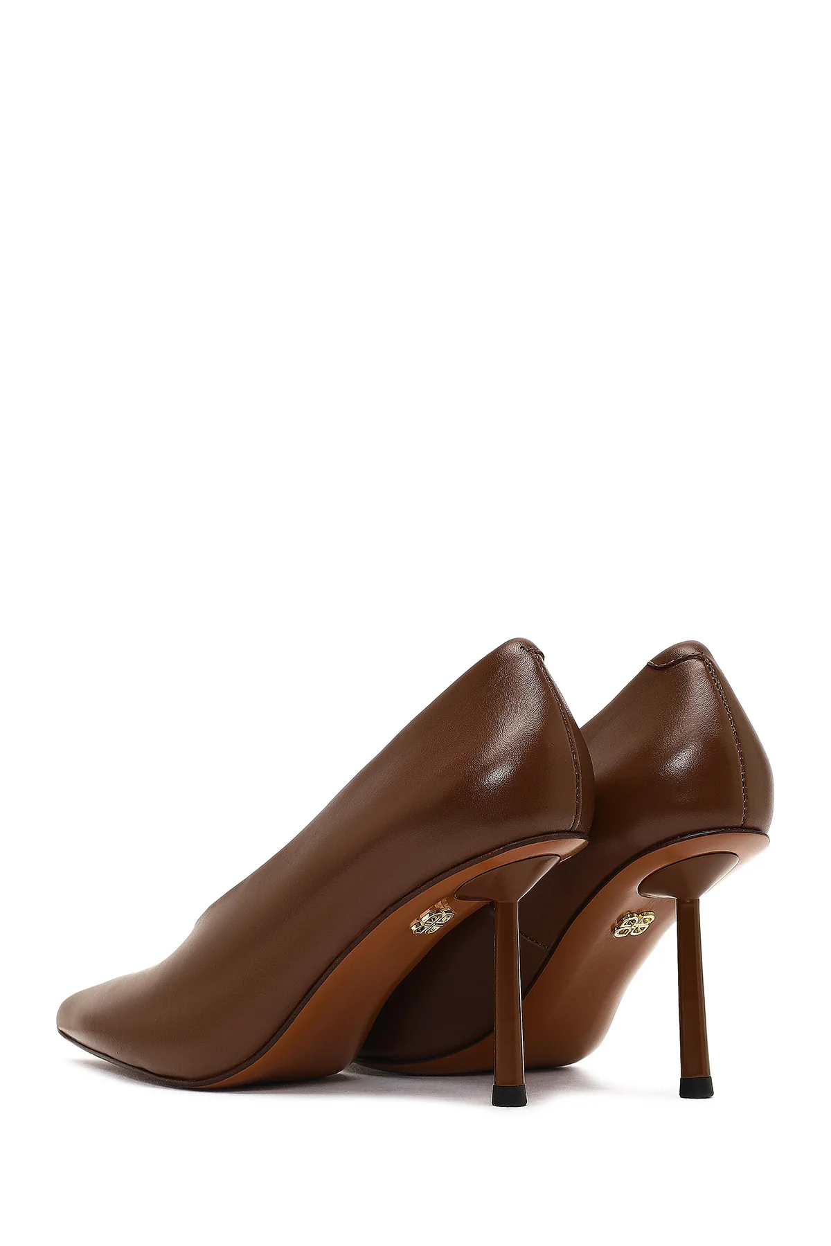 Kadın Kahverengi İnce Topuklu Deri Stiletto - Image 6