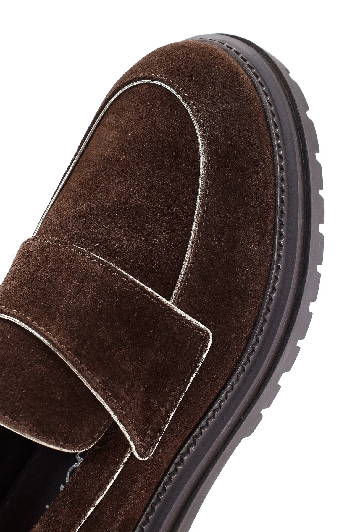 Kadın Kahverengi Kalın Tabanlı Süet Deri Maskülen Loafer - Image 9