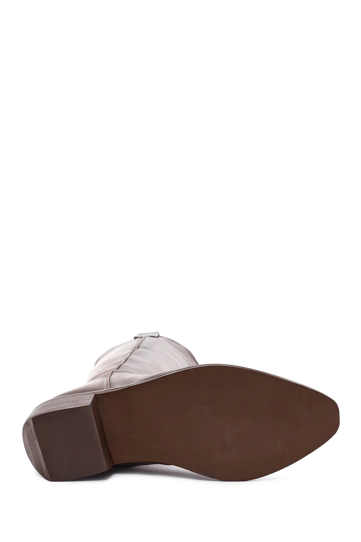 Kadın Kahverengi Kalın Topuklu Deri Kovboy Çizme - Image 6